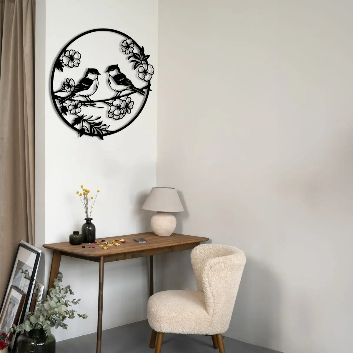 Baharın Sesi Kuşlar Metal Duvar Dekoru Laser Artique