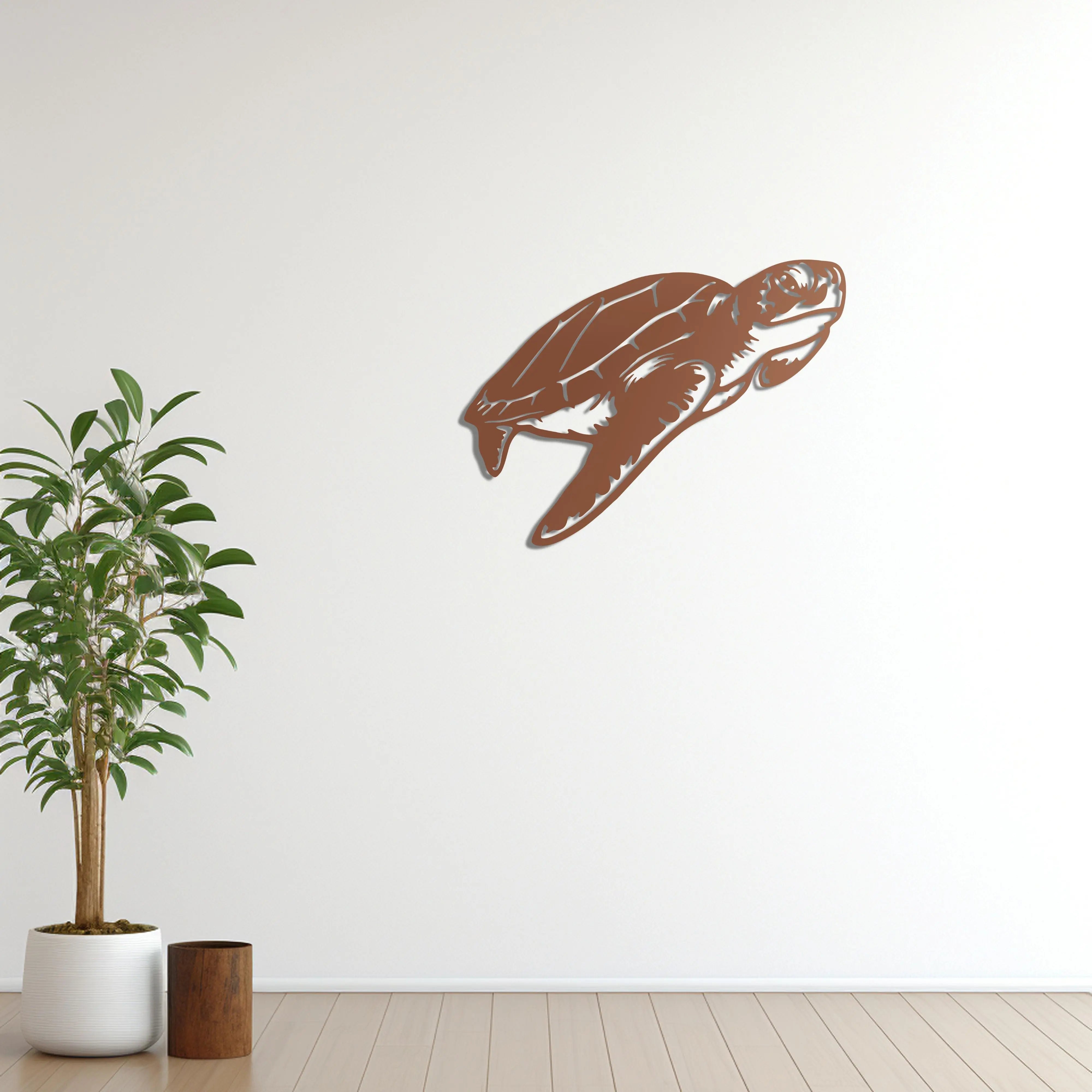 Denizlerin Asil Gezgini Kaplumbağa Metal Duvar Dekoru Laser Artique