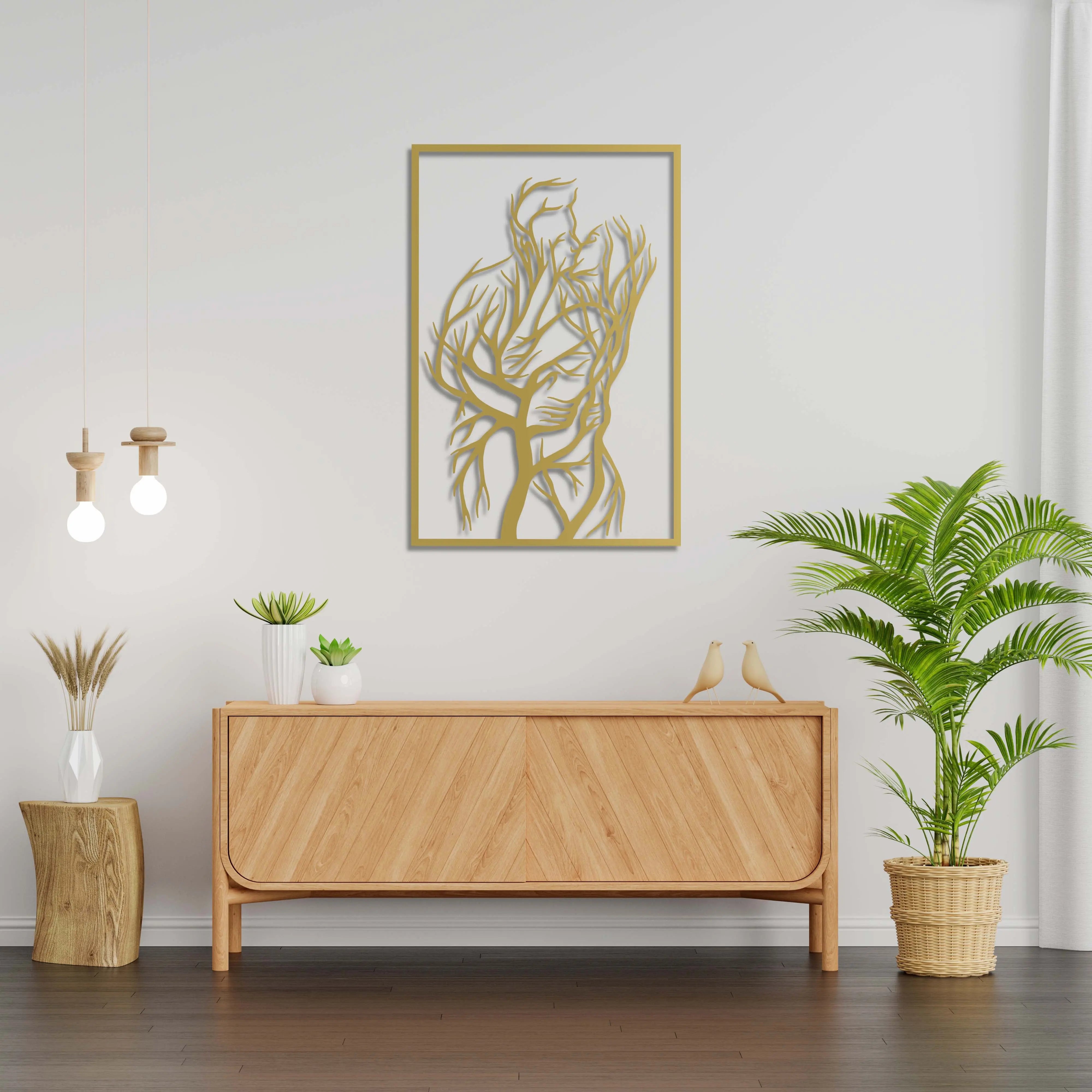 Doğanın Kucaklaşması Metal Duvar Dekoru Laser Artique