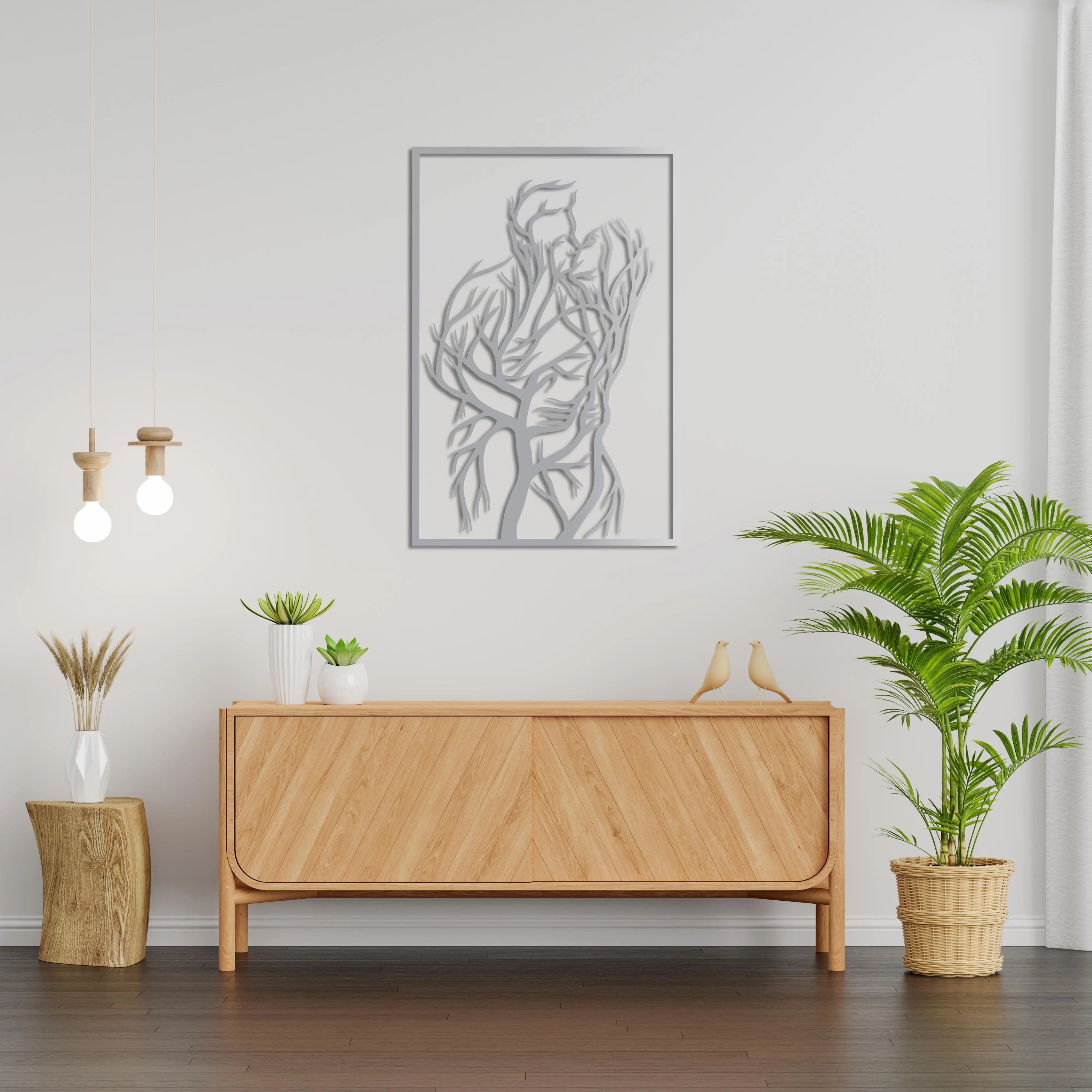 Doğanın Kucaklaşması Metal Duvar Dekoru Laser Artique