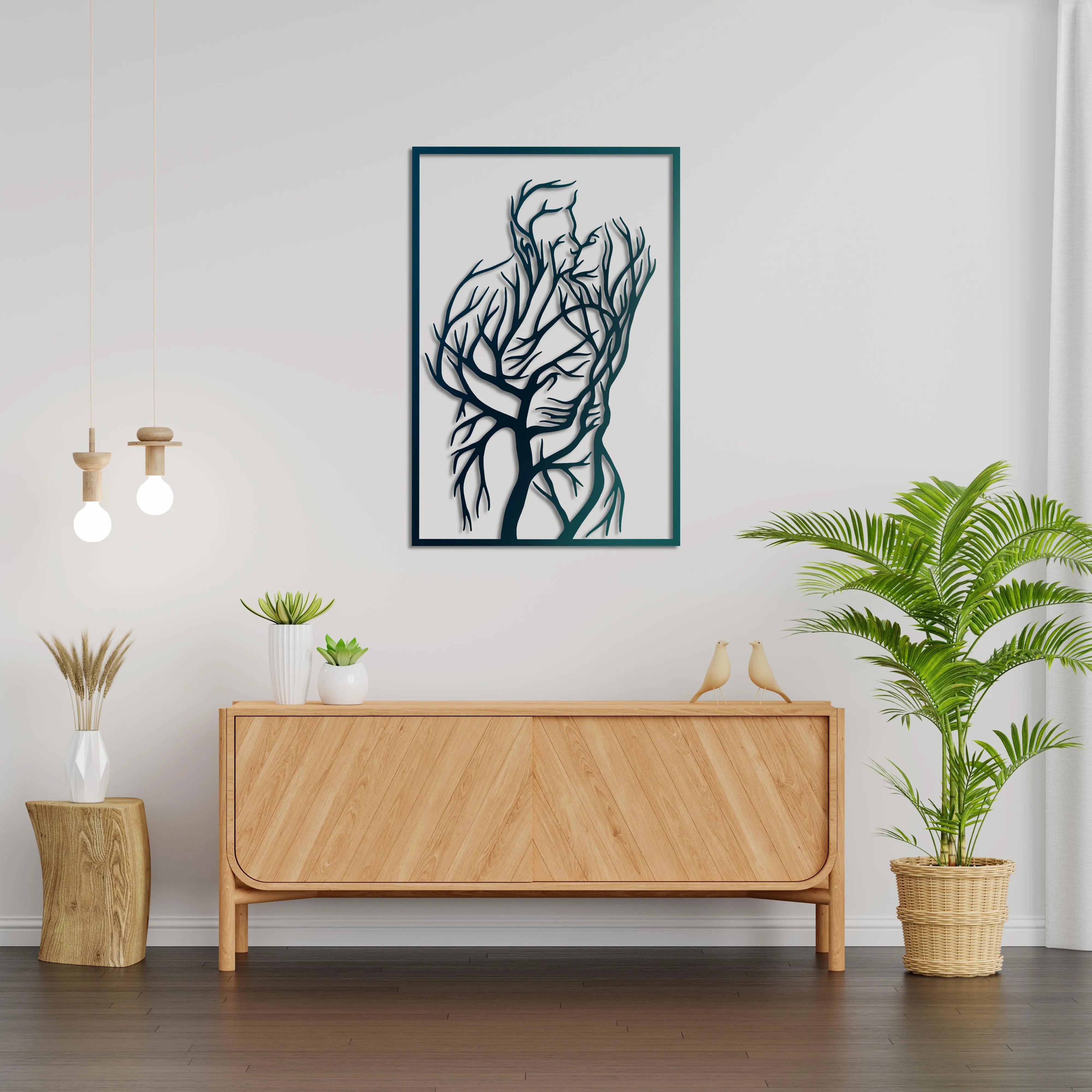 Doğanın Kucaklaşması Metal Duvar Dekoru Laser Artique