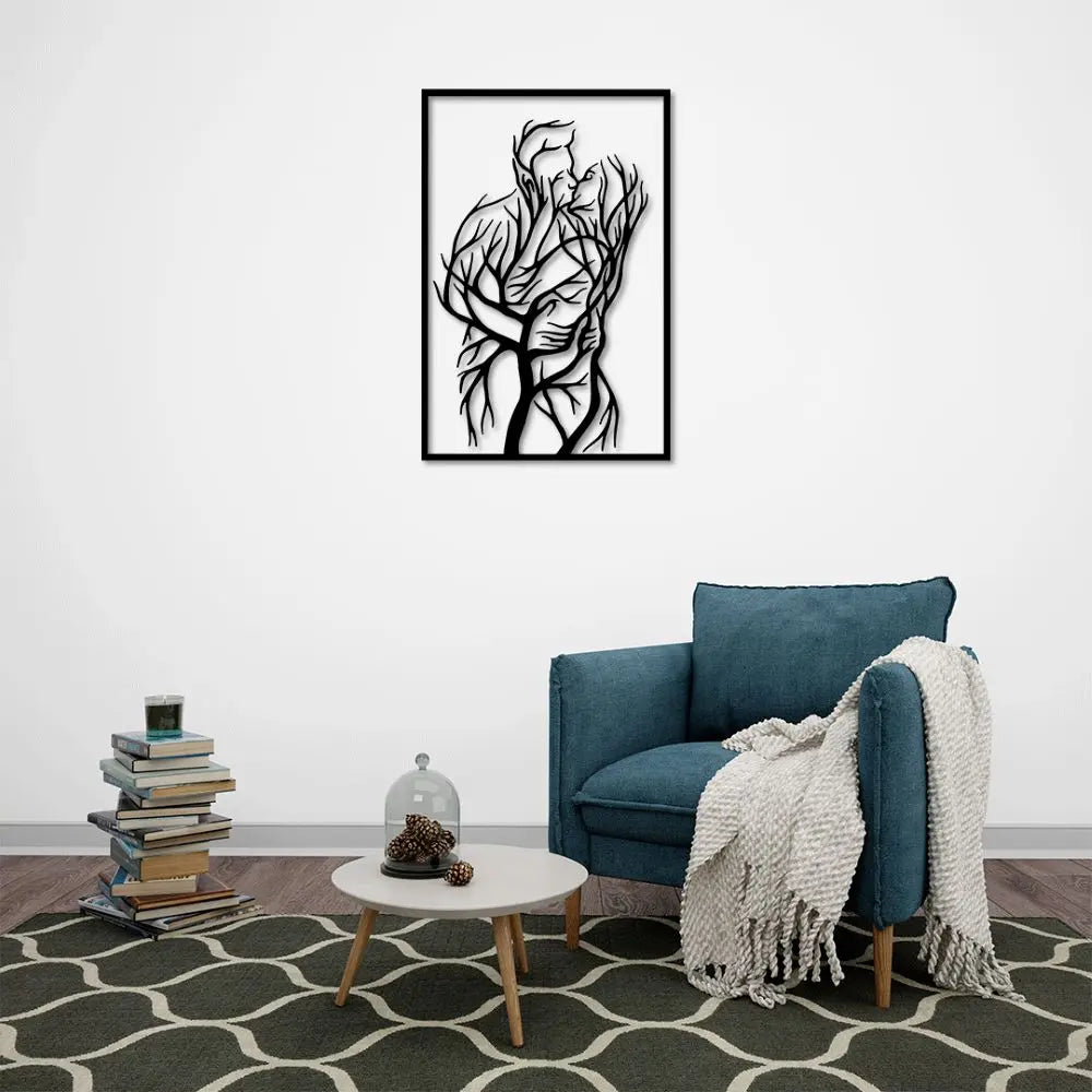 Doğanın Kucaklaşması Metal Duvar Dekoru Laser Artique