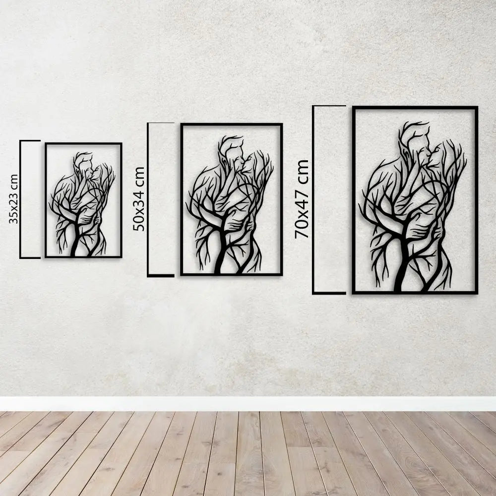 Doğanın Kucaklaşması Metal Duvar Dekoru Laser Artique