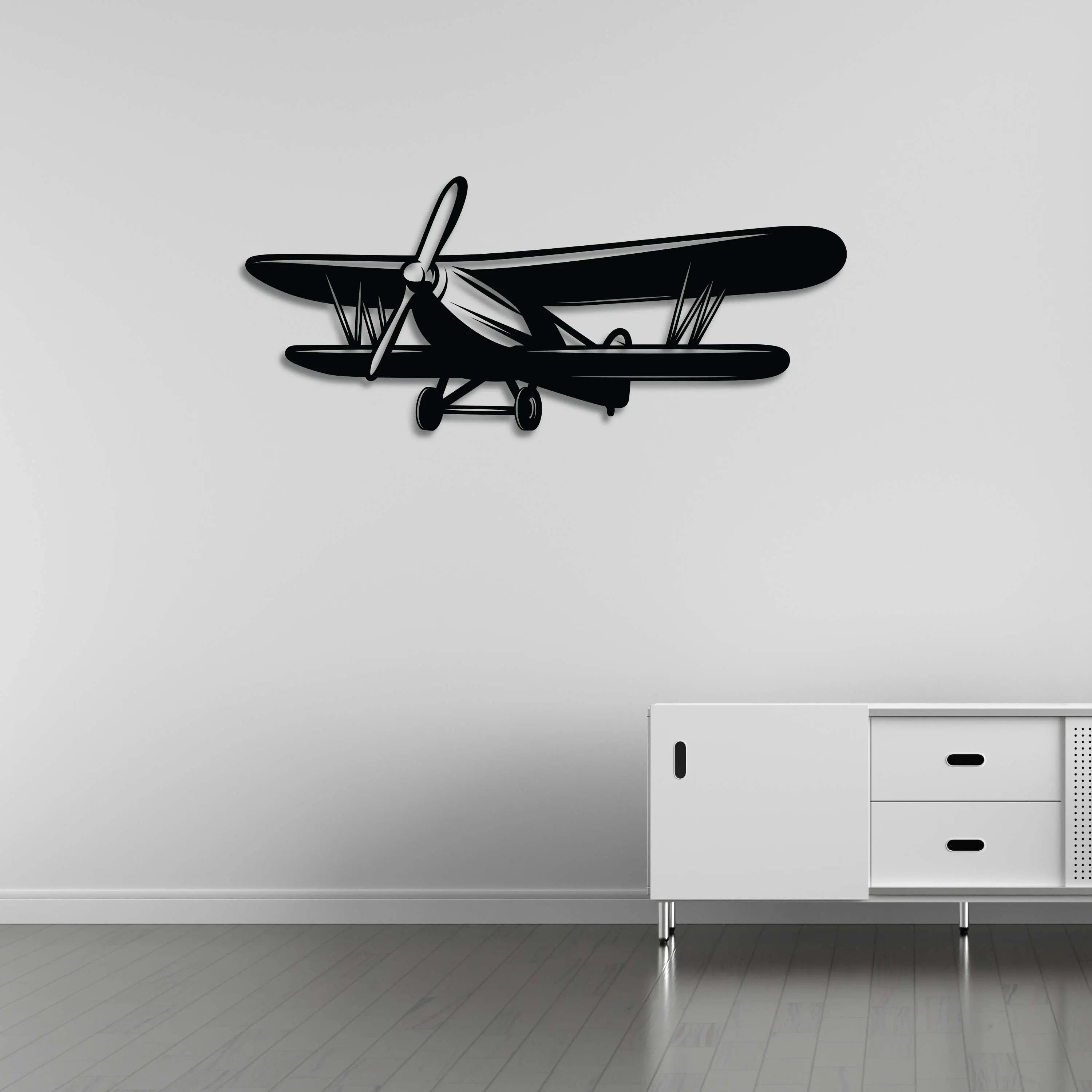 Klasik Pervaneli Uçak – Metal Duvar Dekoru Laser Artique