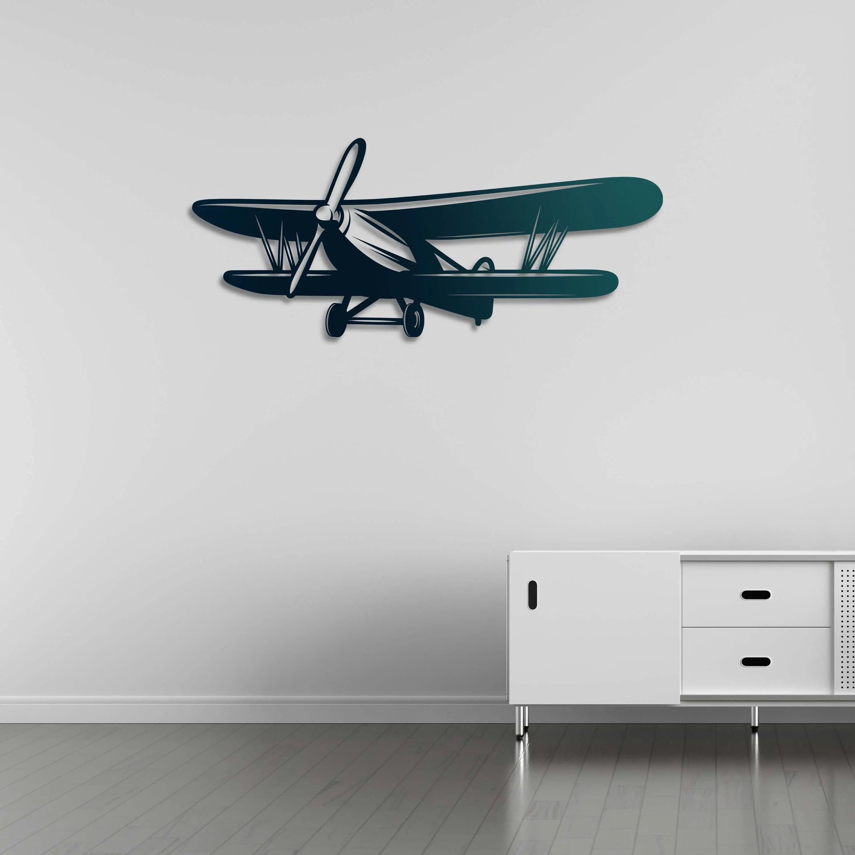 Klasik Pervaneli Uçak – Metal Duvar Dekoru Laser Artique