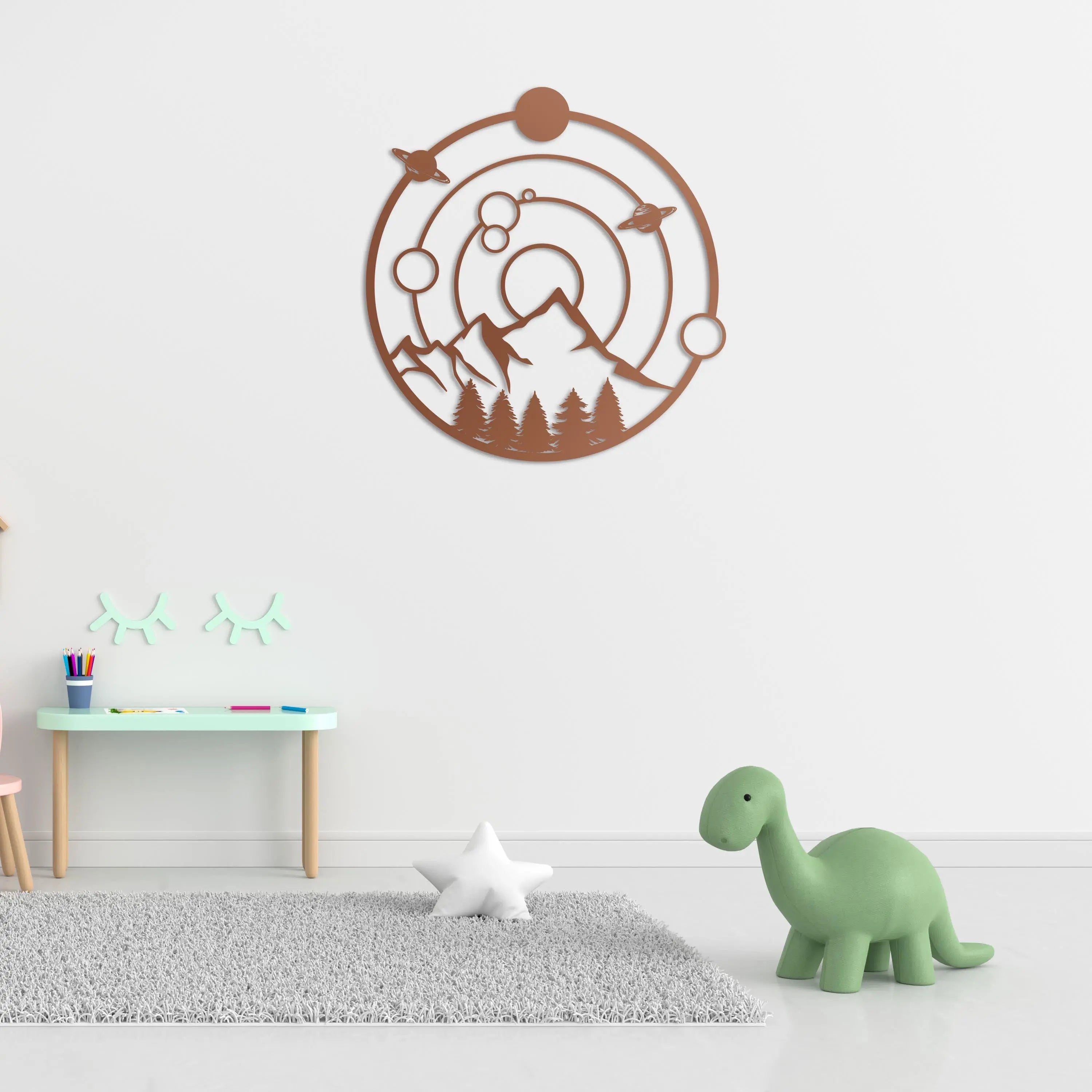 Gezegenler Arasında Metal Duvar Dekoru Laser Artique