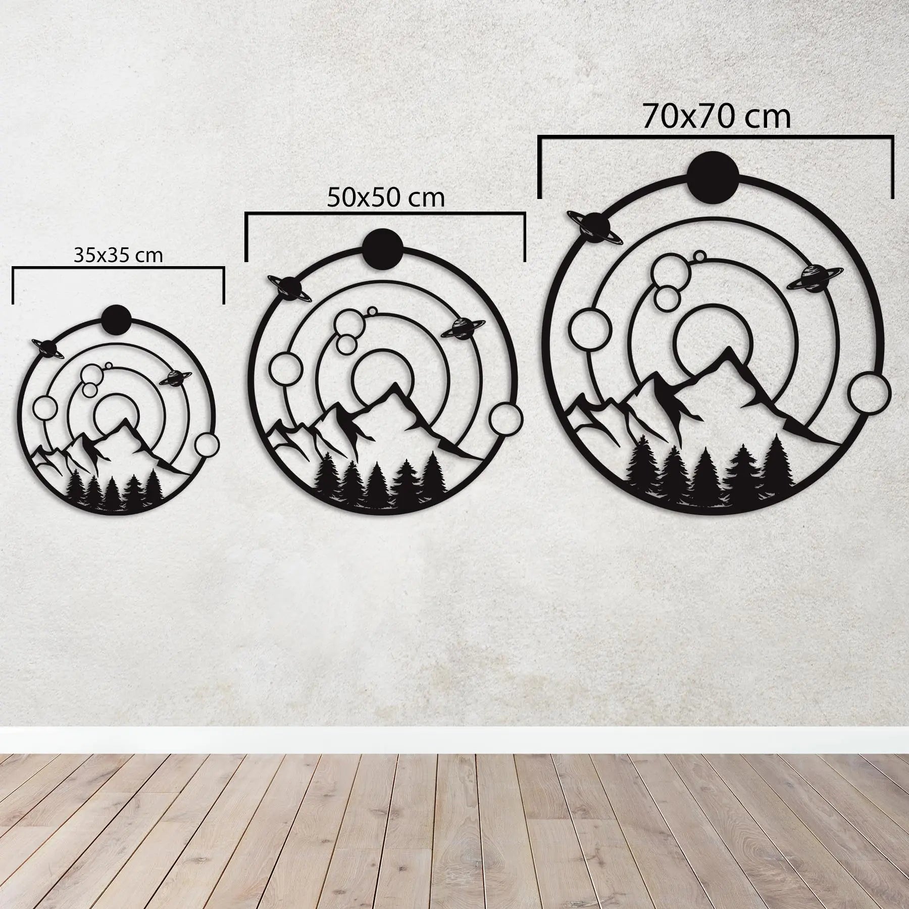 Gezegenler Arasında Metal Duvar Dekoru Laser Artique