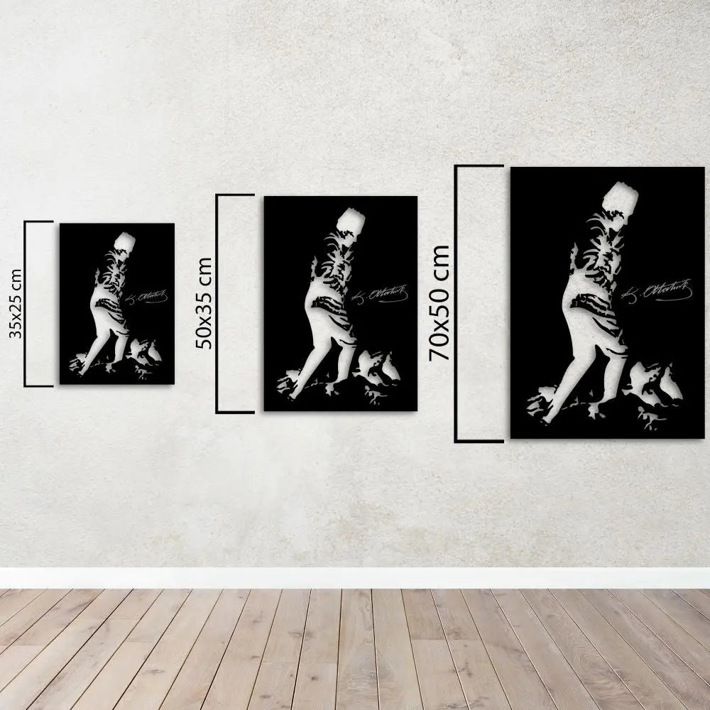 Ebedî Komutan: Atatürk'ün Silüeti Metal Duvar Dekoru Laser Artique