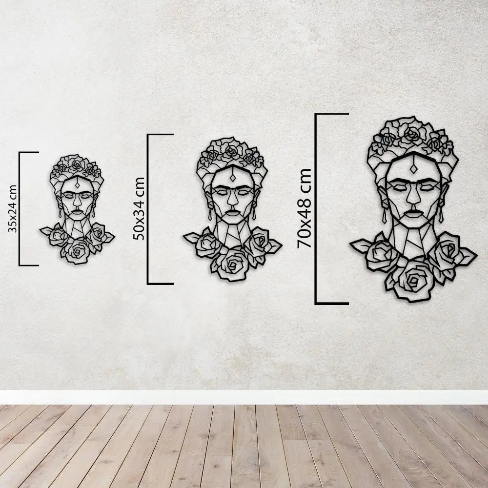 Çiçeklerin Kraliçesi Frida Kahlo Metal Duvar Dekoru Laser Artique