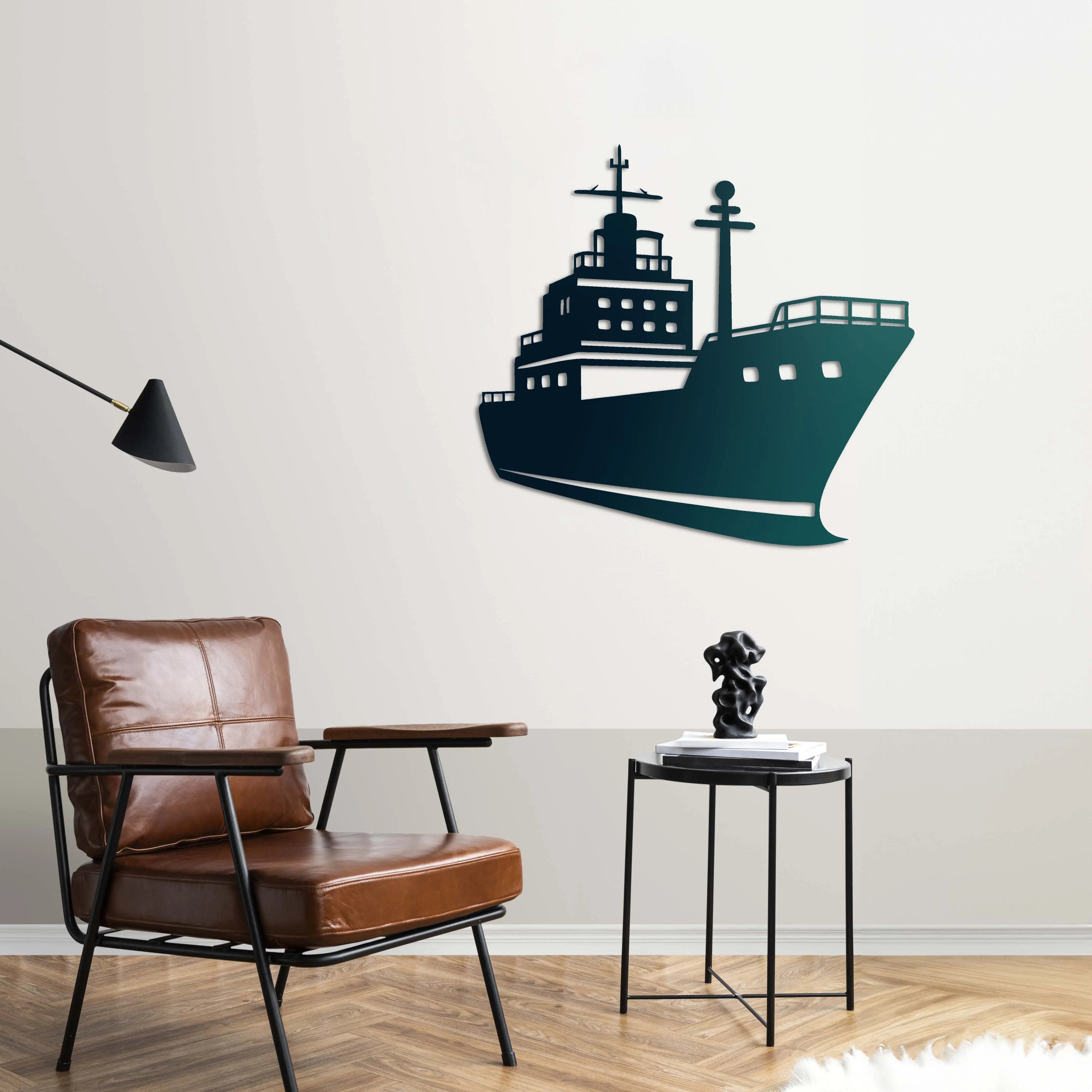 Kargo Gemisi Metal Duvar Dekoru Laser Artique