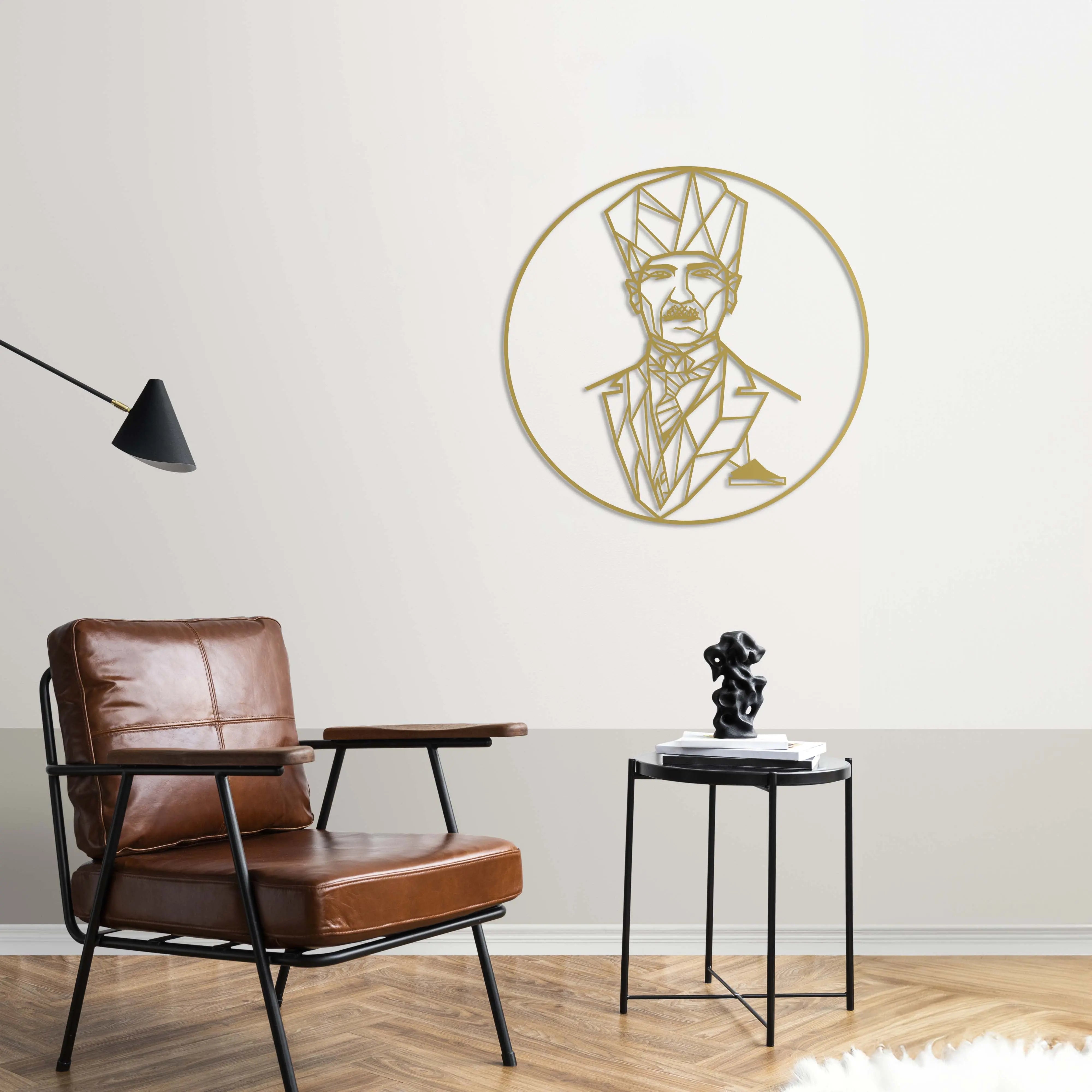 Geometrik Atatürk – Metal Duvar Dekoru Laser Artique