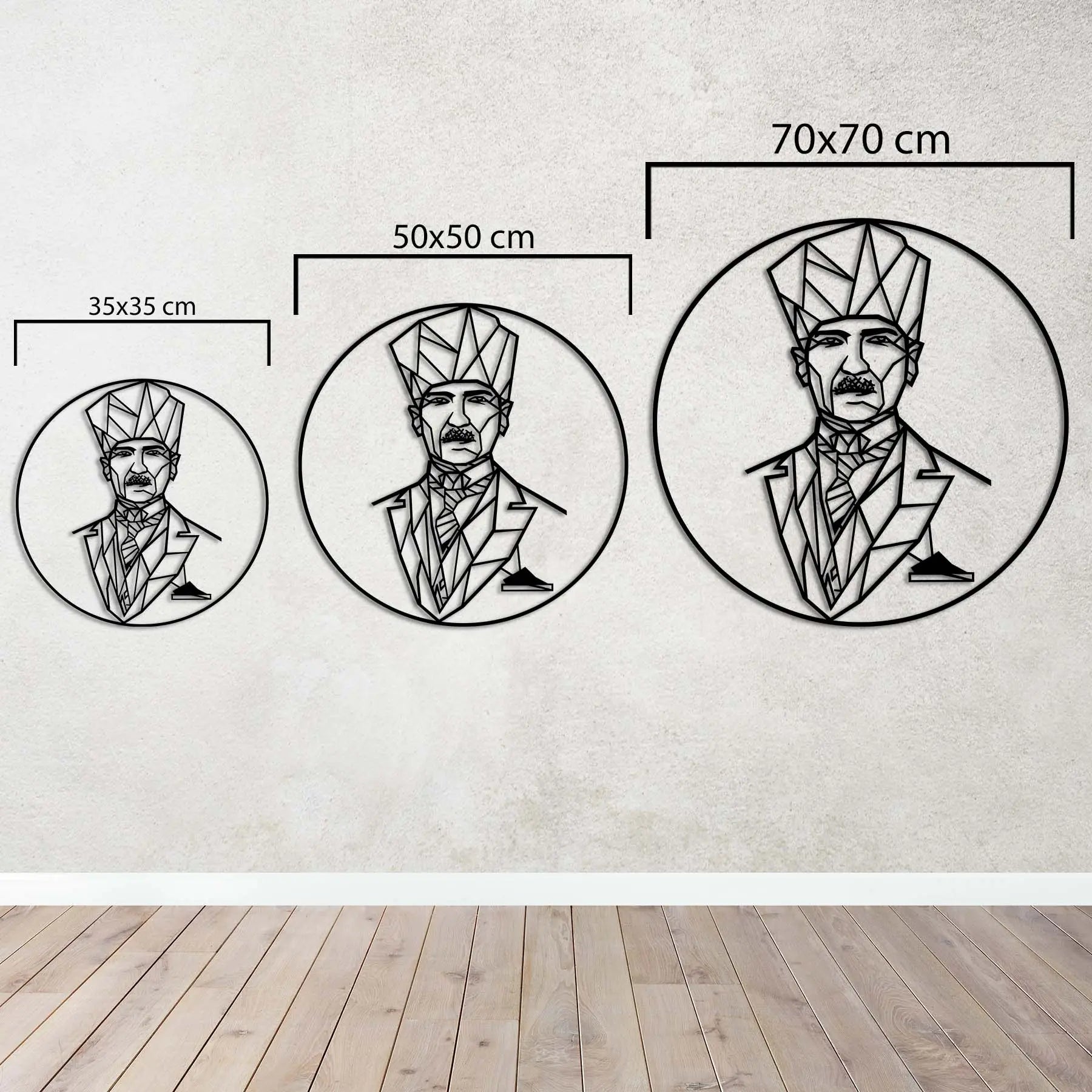 Geometrik Atatürk – Metal Duvar Dekoru Laser Artique