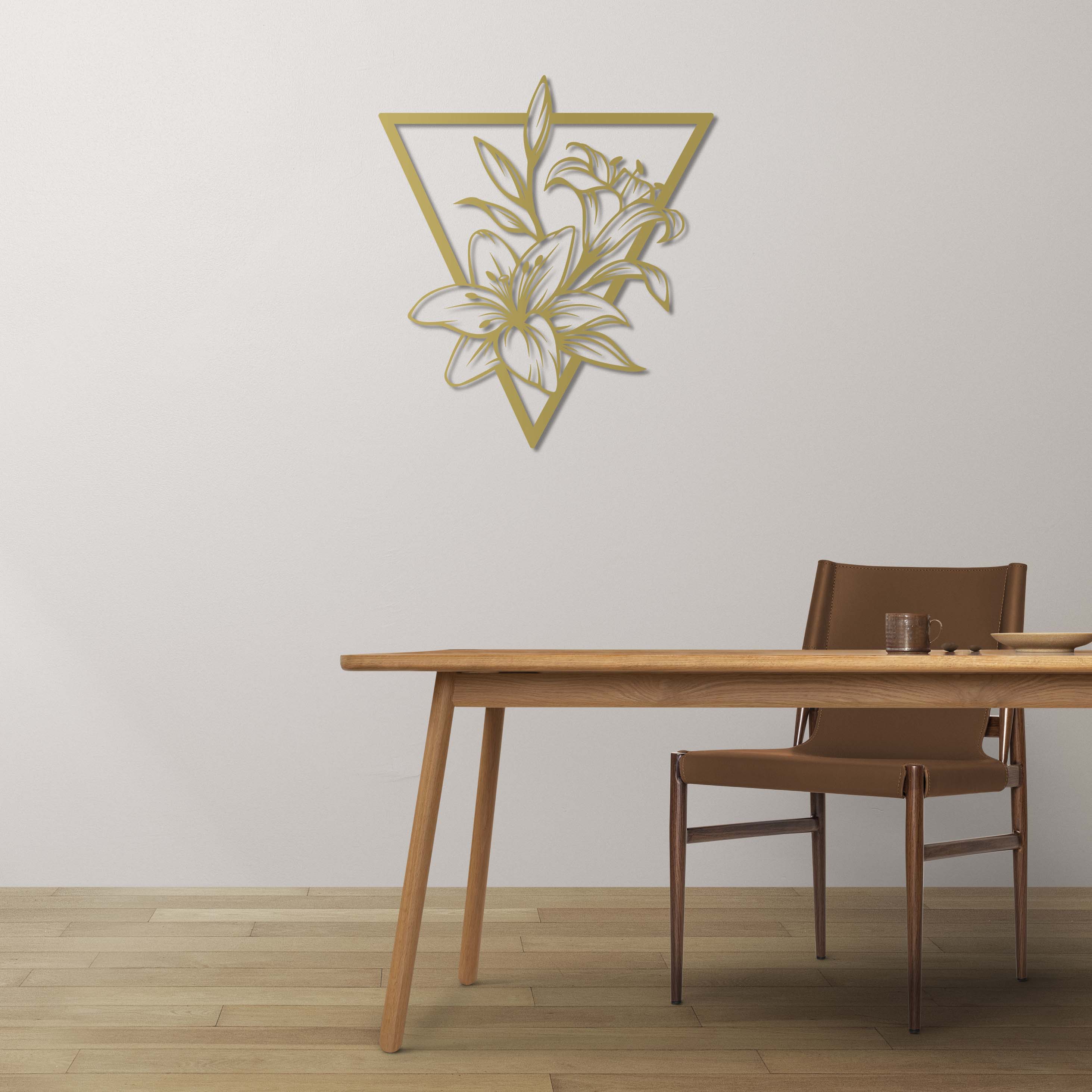 Geometrik Zambak Metal Duvar Dekoru