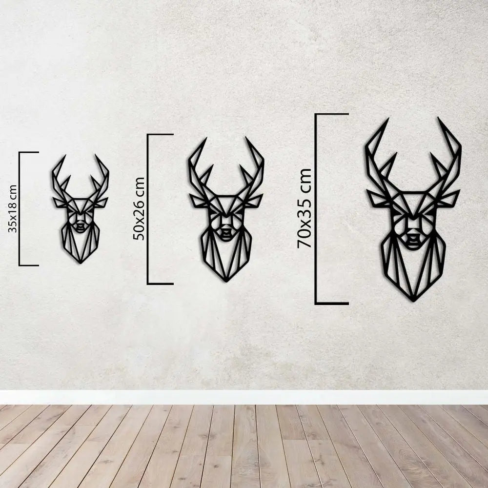 Geometrik Geyik Metal Duvar Dekoru Laser Artique