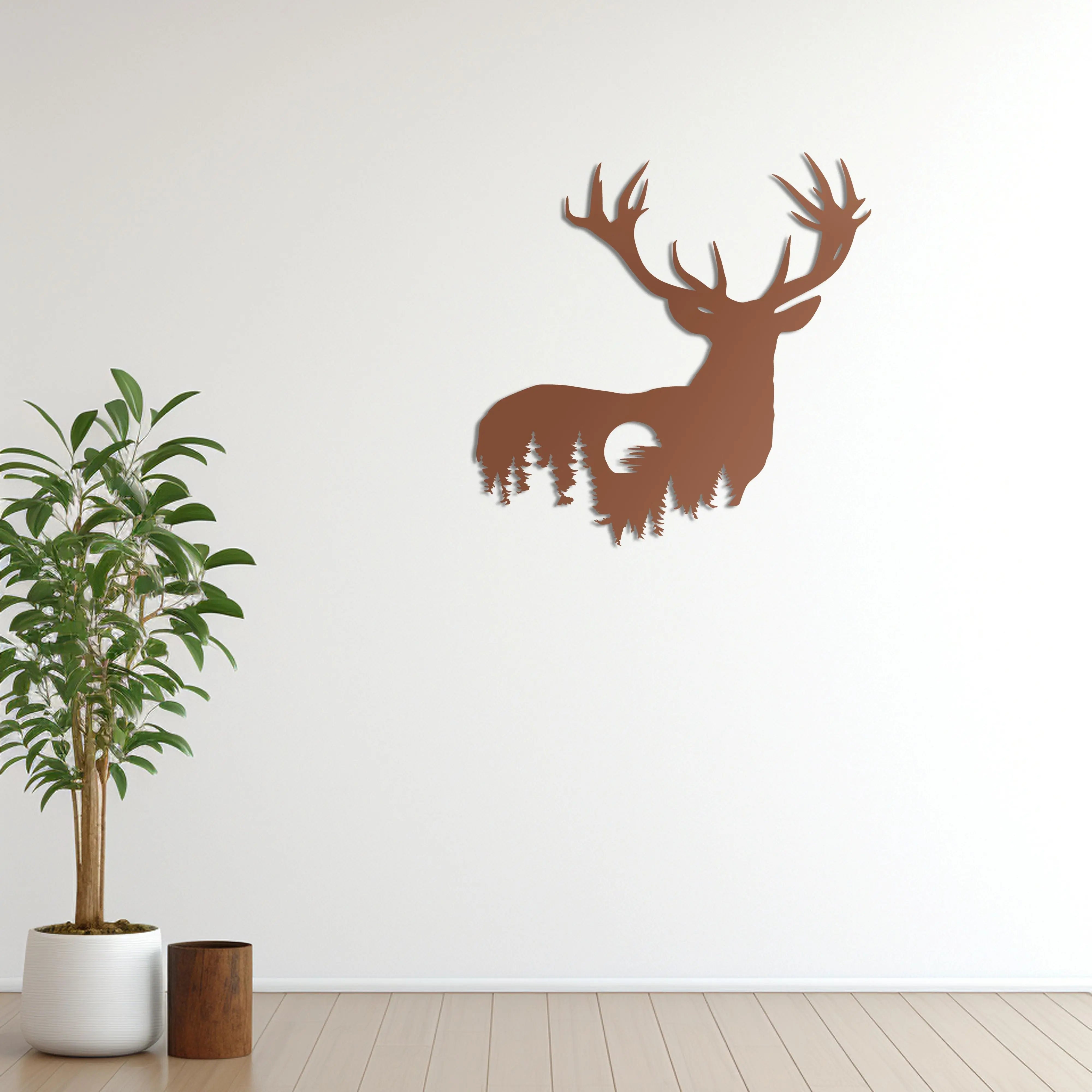 Geyik Silüeti Metal Duvar Dekoru Laser Artique