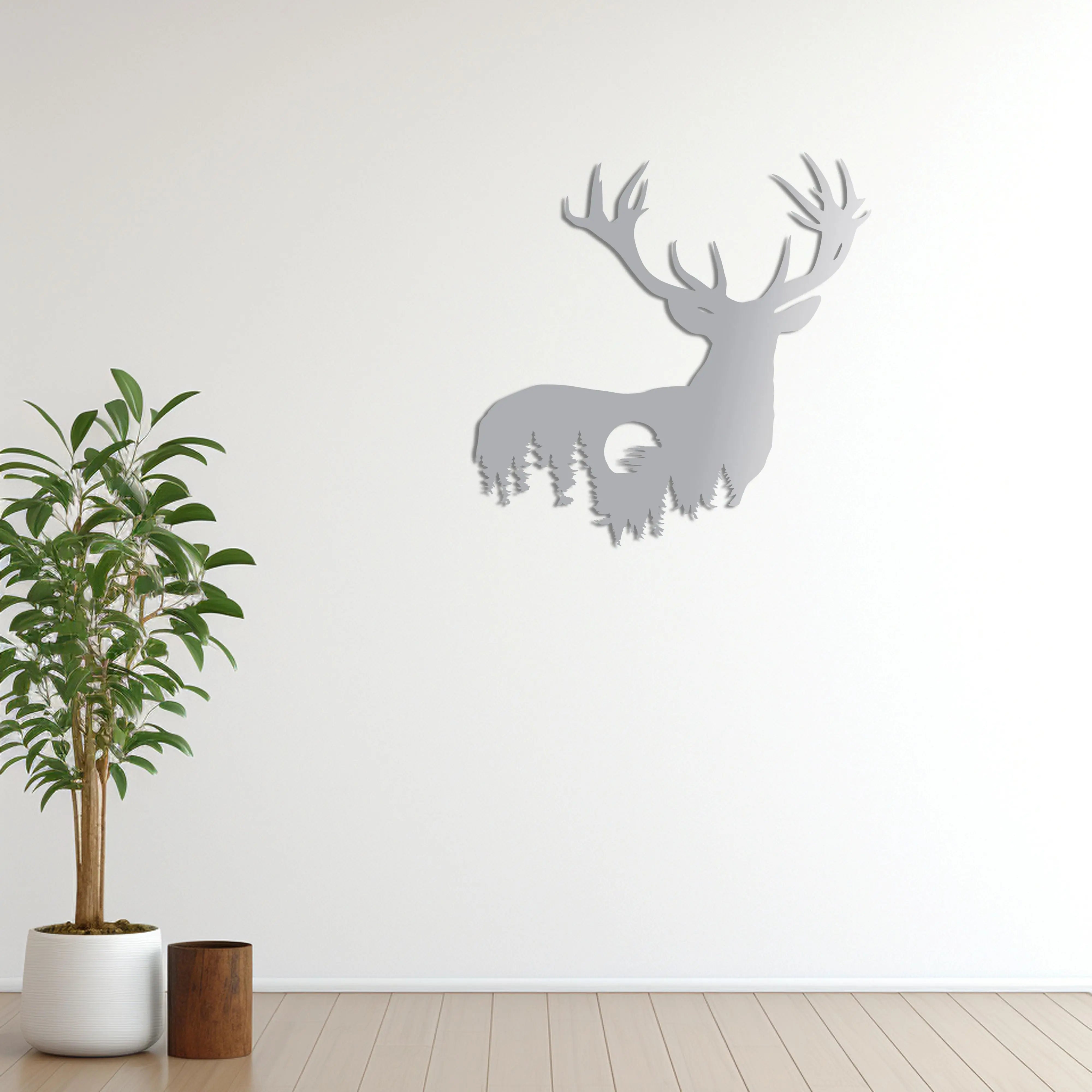 Geyik Silüeti Metal Duvar Dekoru Laser Artique