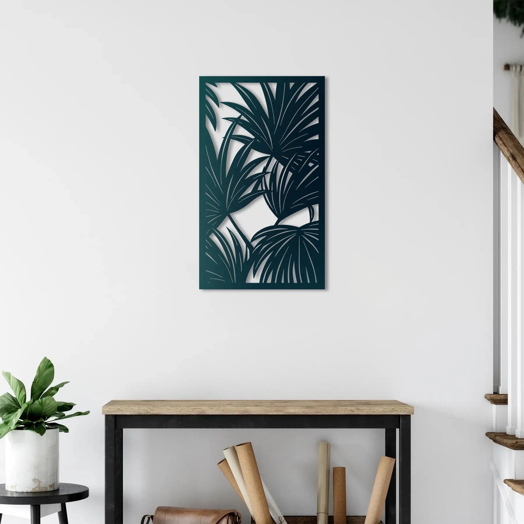 Gizemli Orman Yaprakları Metal Duvar Dekoru Laser Artique