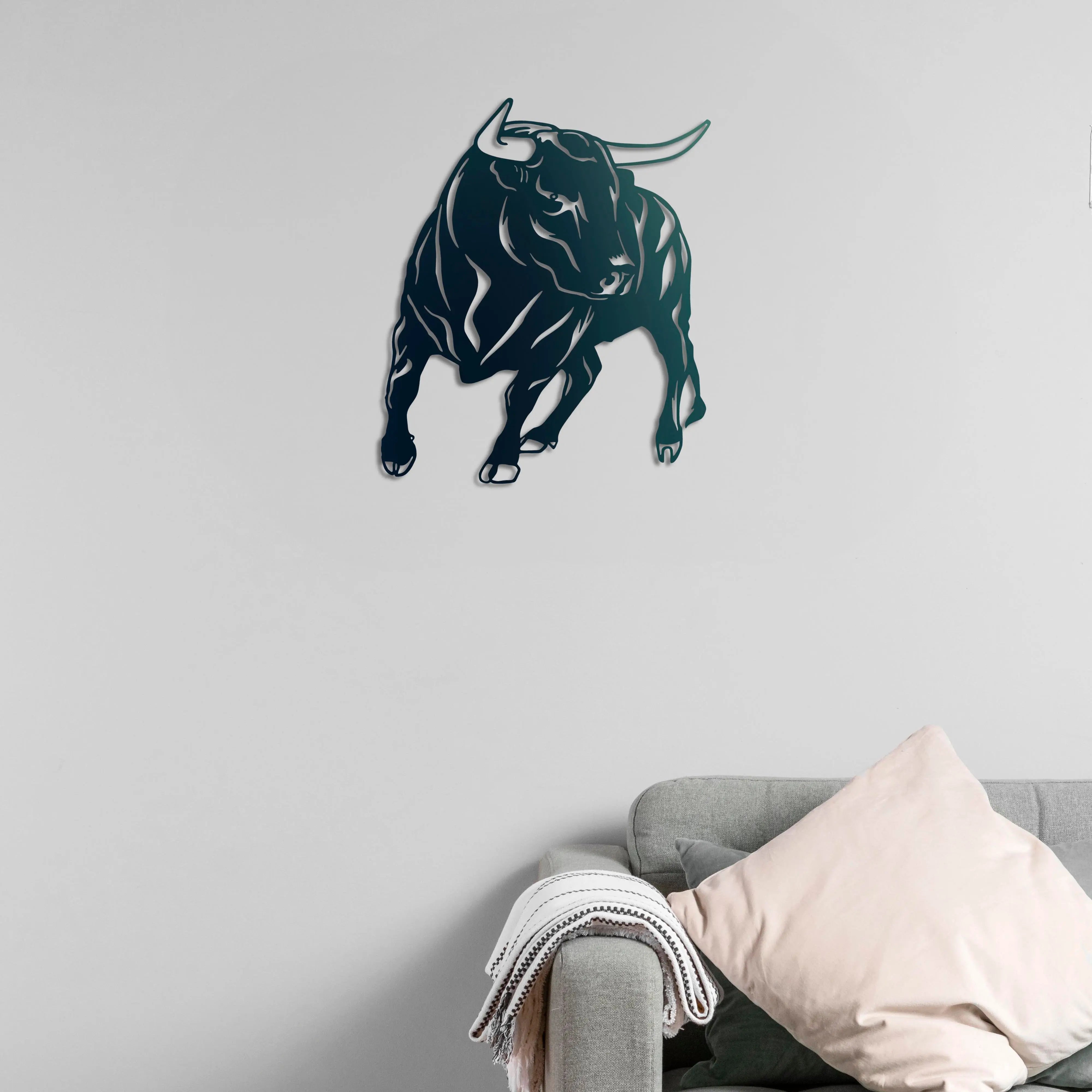 Güçlü Boğa Metal Duvar Dekoru Laser Artique