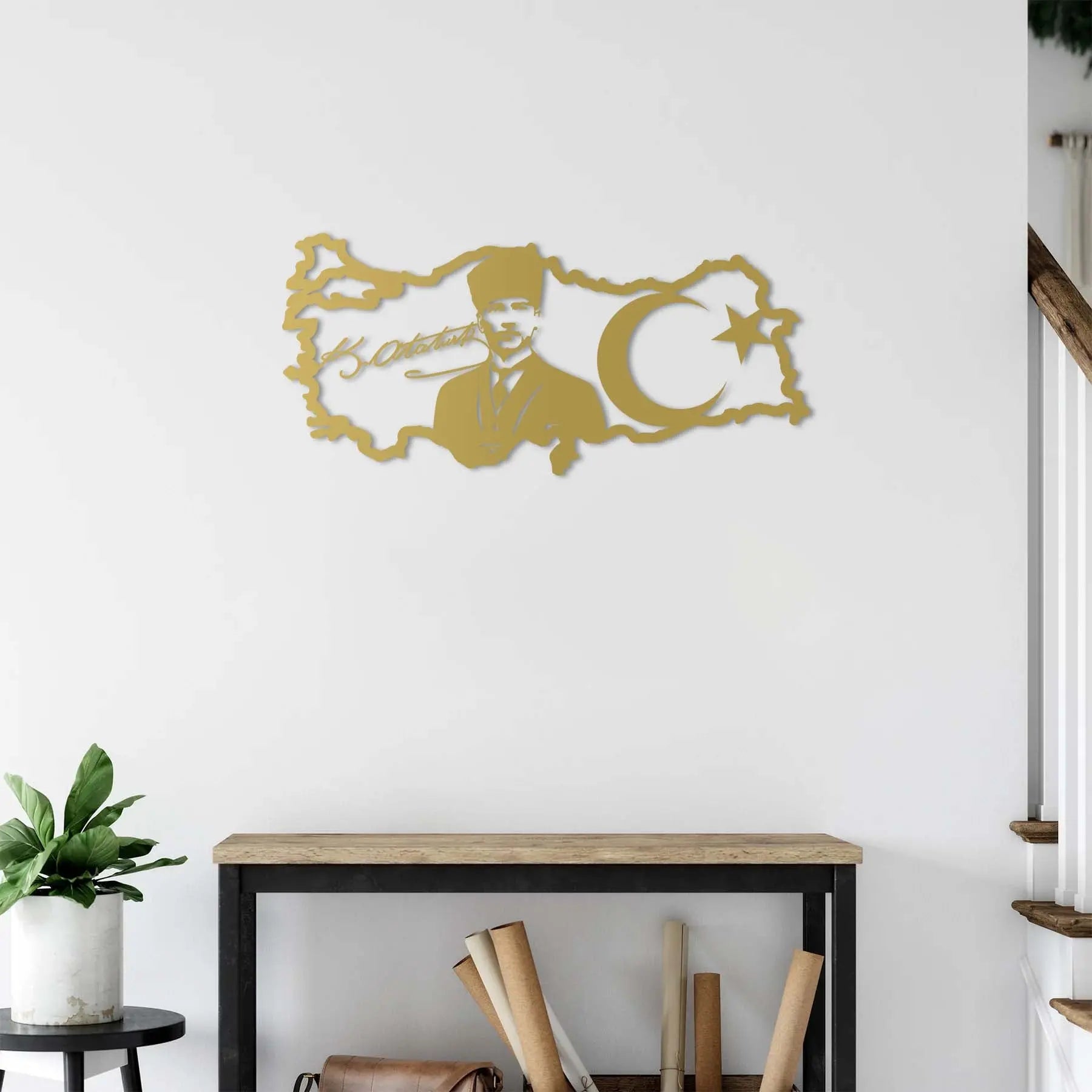 Gurur ve Miras Atatürk Türkiye Haritası Metal Duvar Dekoru Laser Artique