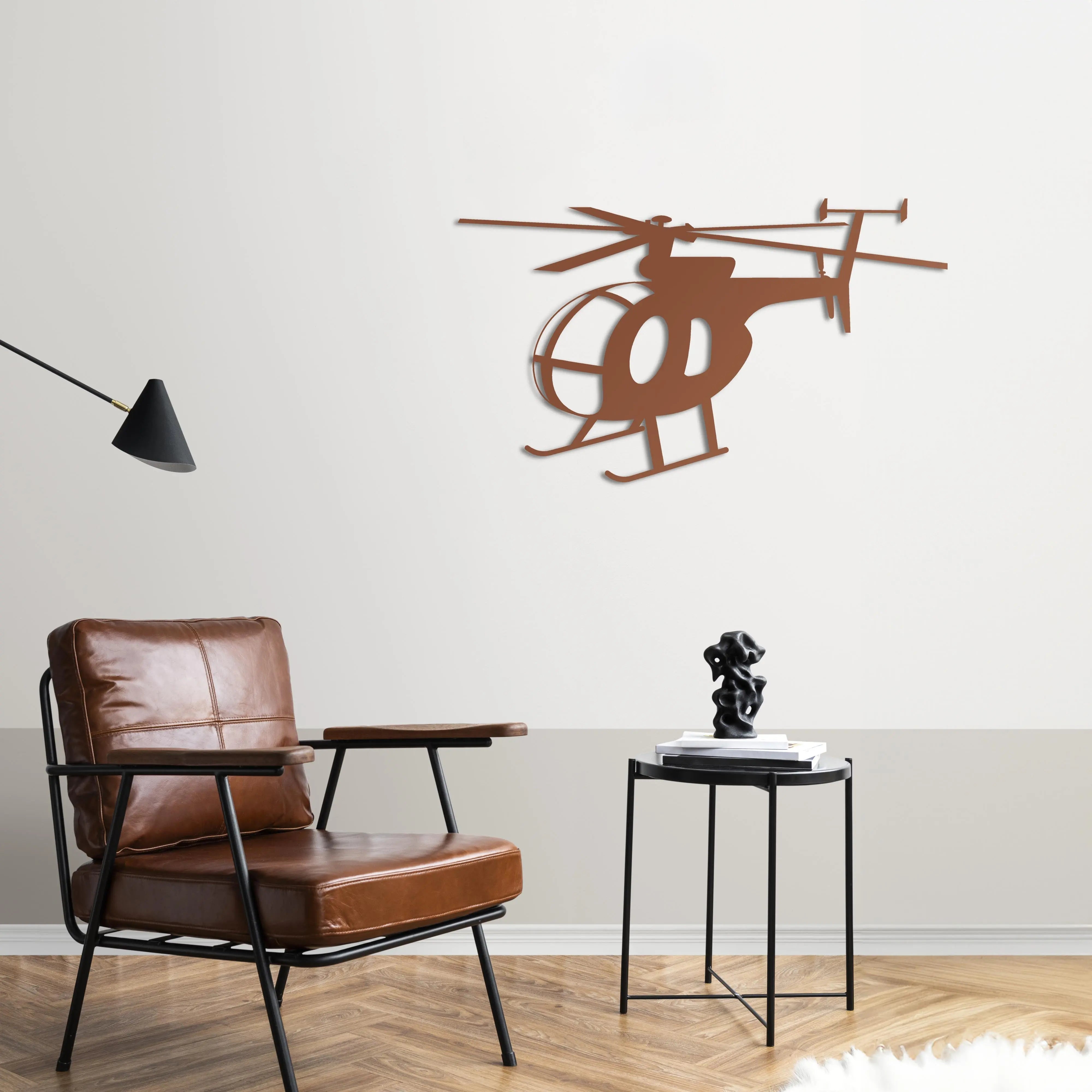 MD 500 Little Bird – Helikopter Metal Duvar Dekoru Laser Artique