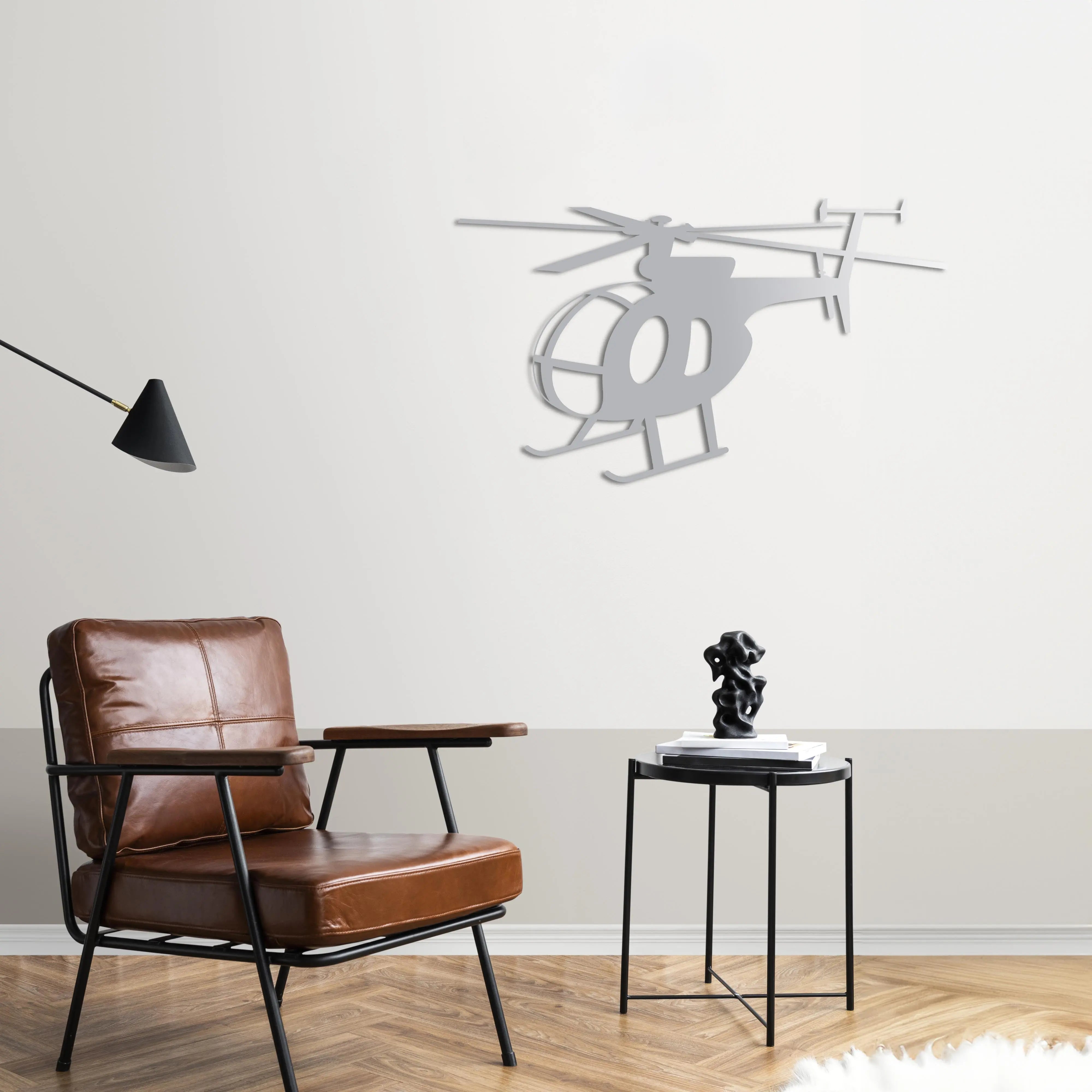 MD 500 Little Bird – Helikopter Metal Duvar Dekoru Laser Artique