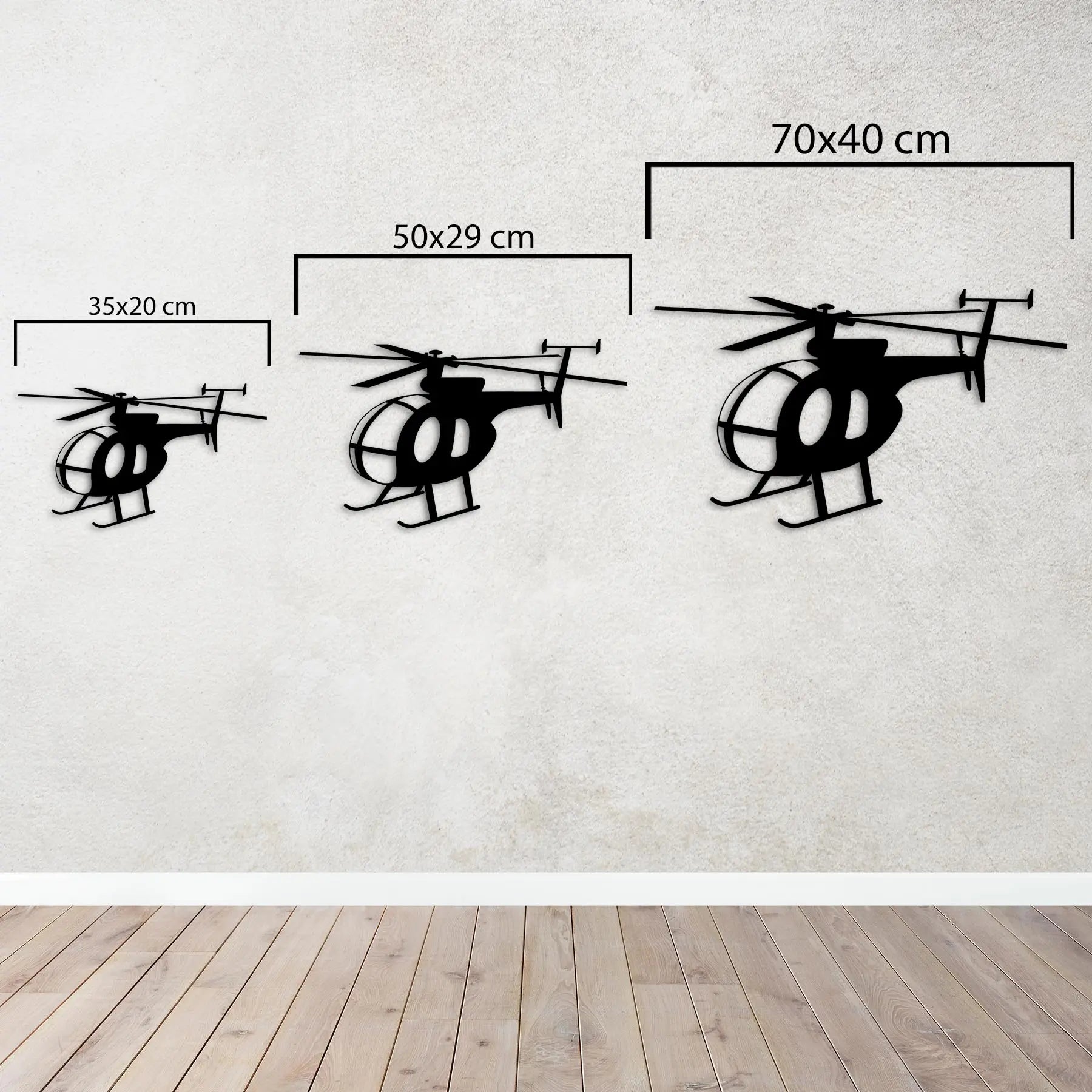 MD 500 Little Bird – Helikopter Metal Duvar Dekoru Laser Artique
