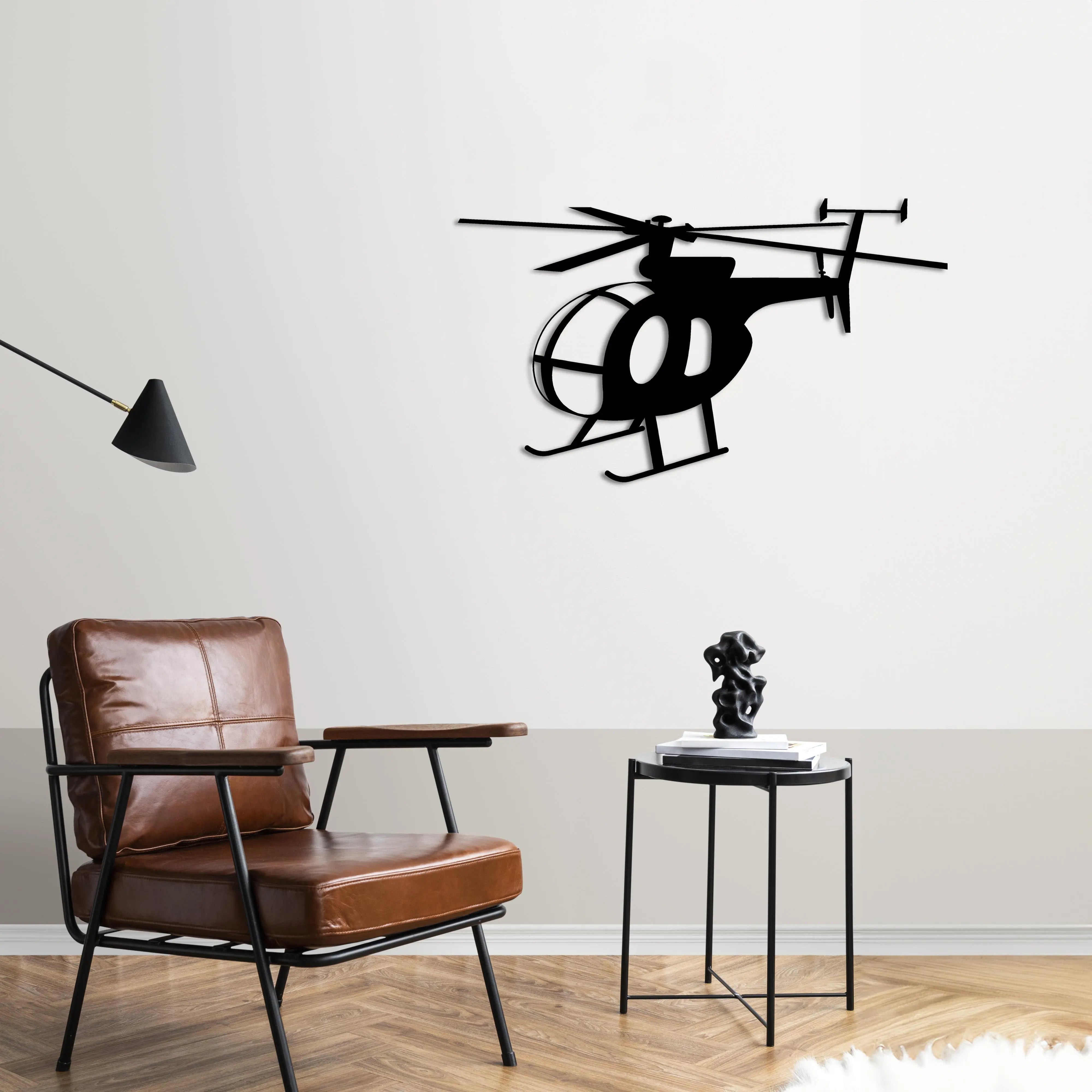 MD 500 Little Bird – Helikopter Metal Duvar Dekoru Laser Artique