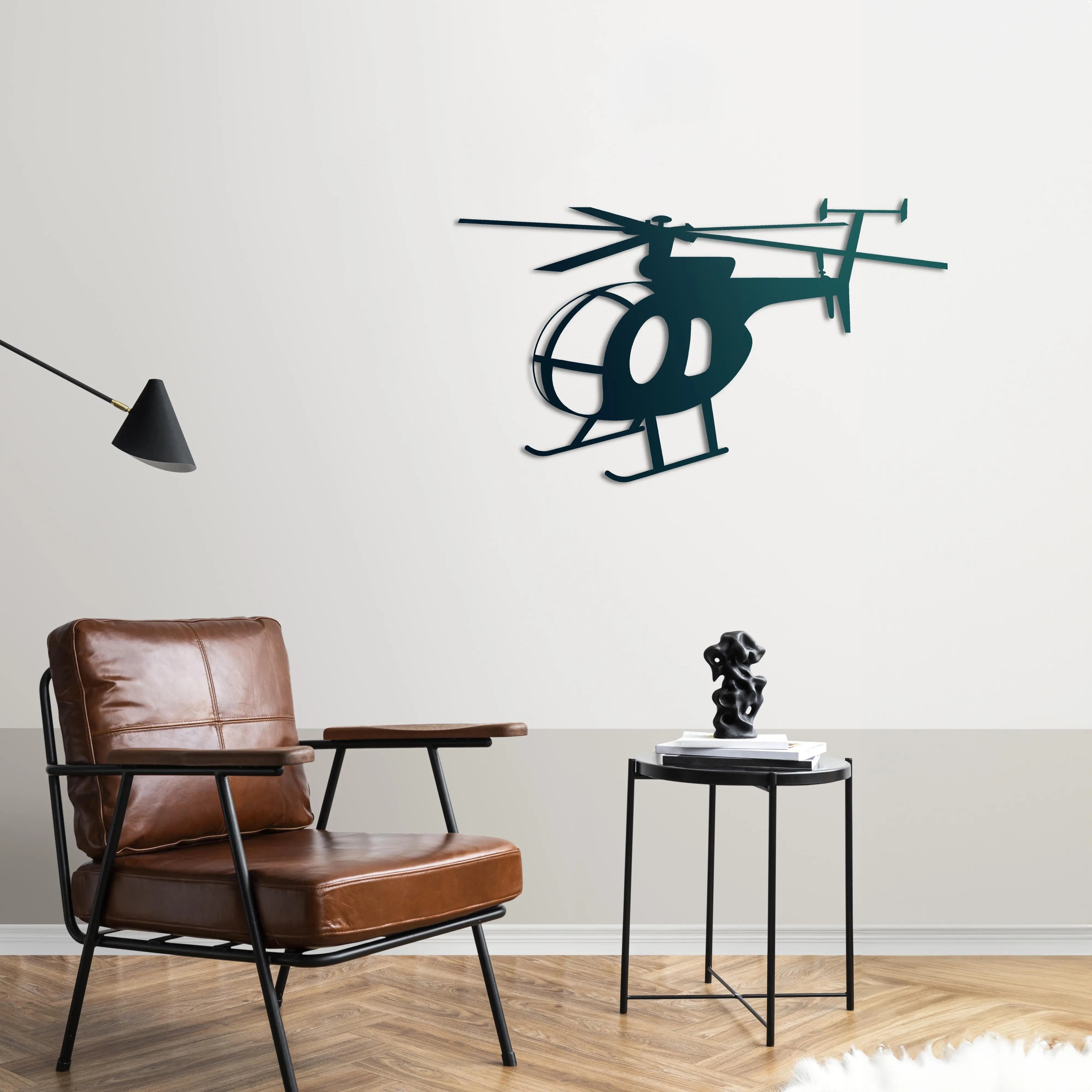 MD 500 Little Bird – Helikopter Metal Duvar Dekoru Laser Artique