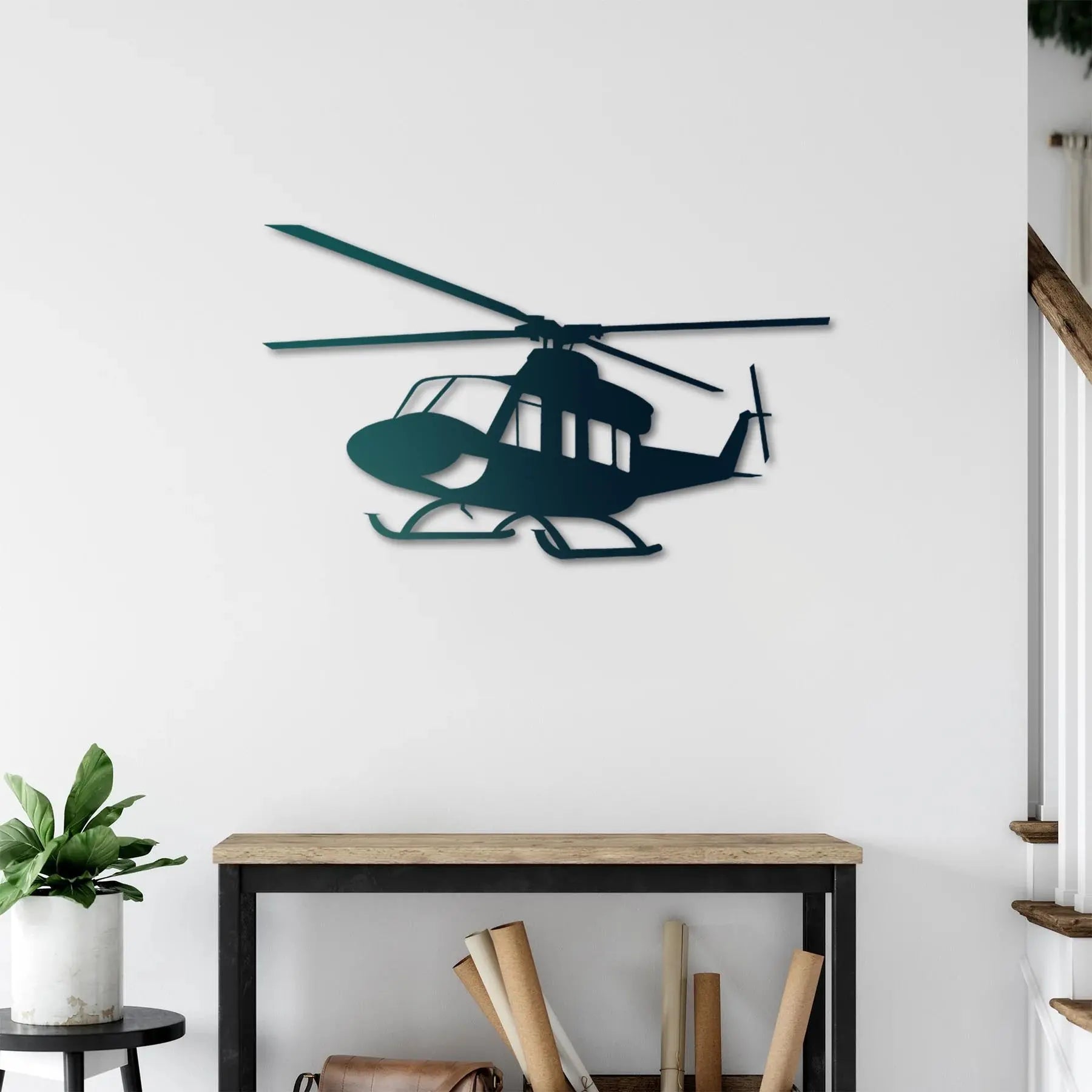 Huey UH-1 – Helikopter Metal Duvar Dekoru Laser Artique