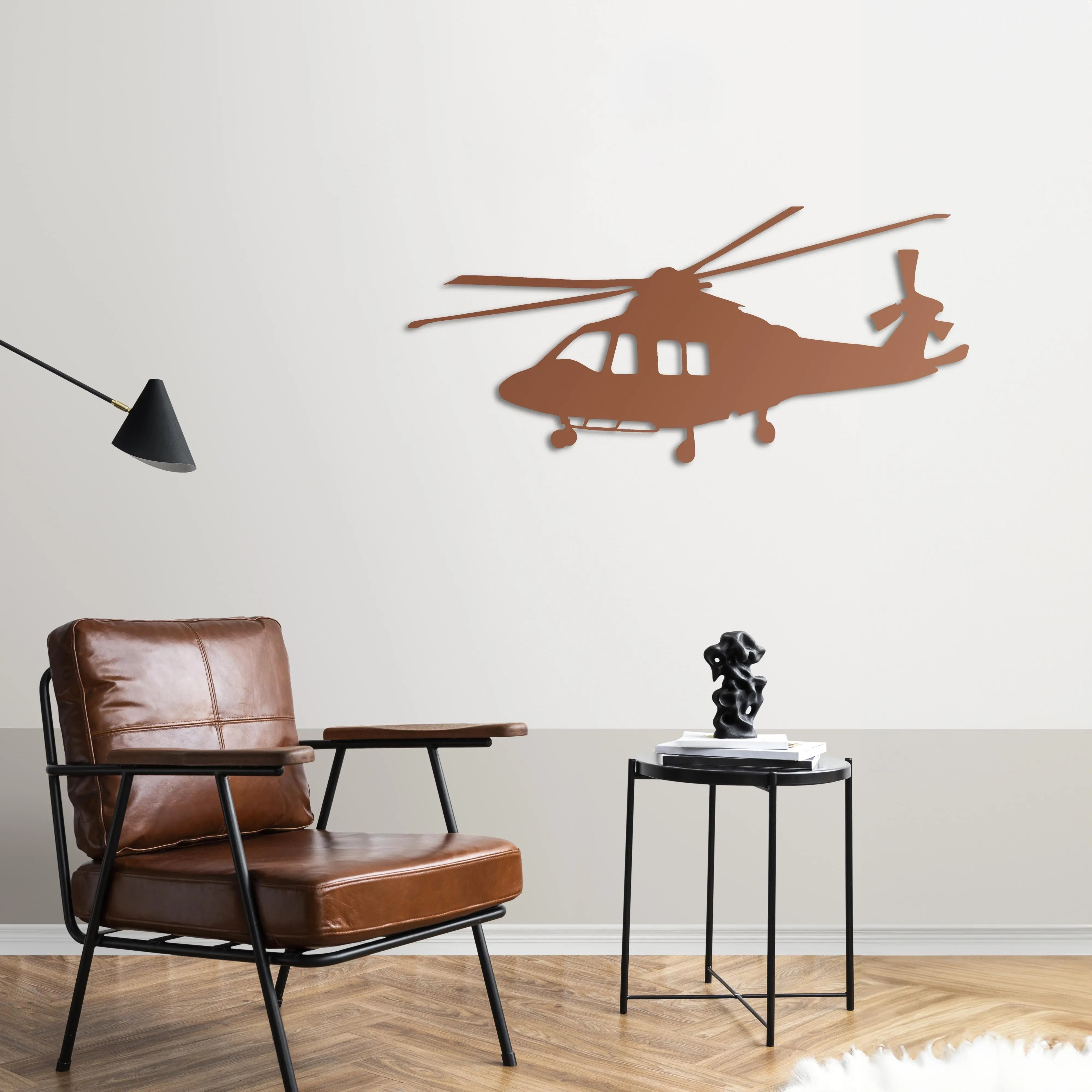 AW139 – Helikopter Metal Duvar Dekoru Laser Artique