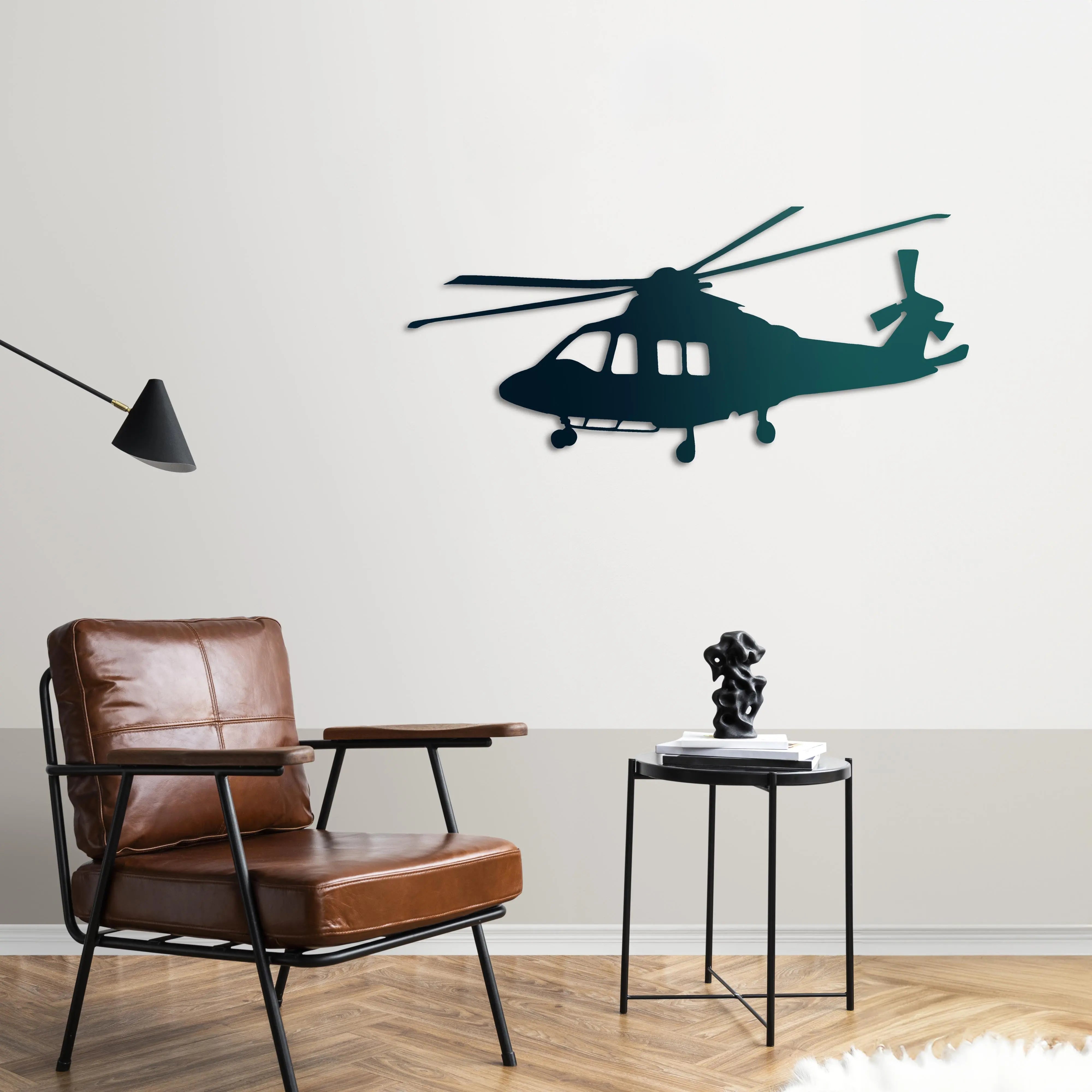 AW139 – Helikopter Metal Duvar Dekoru Laser Artique