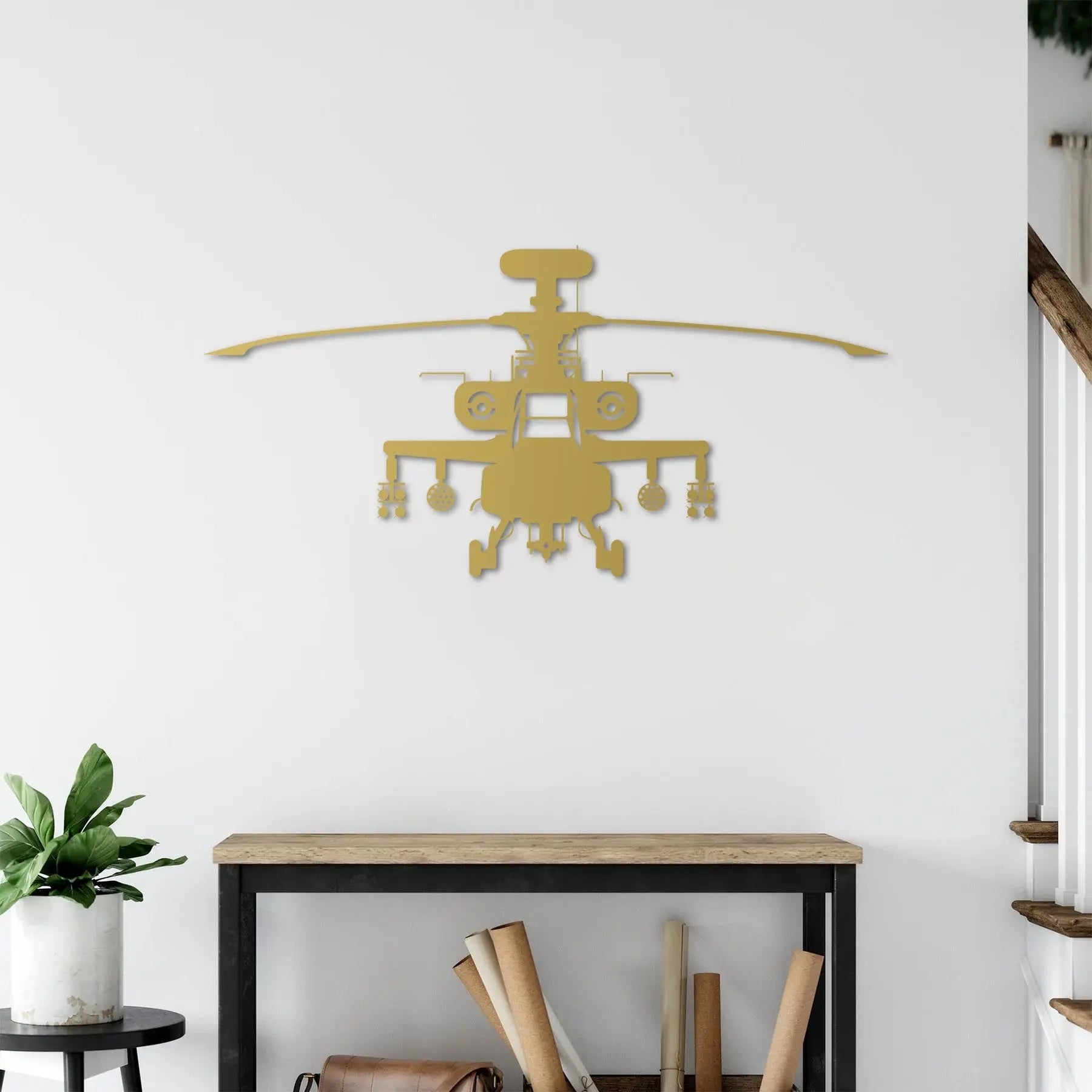AH-64 Apache – Helikopter Metal Duvar Dekoru Laser Artique