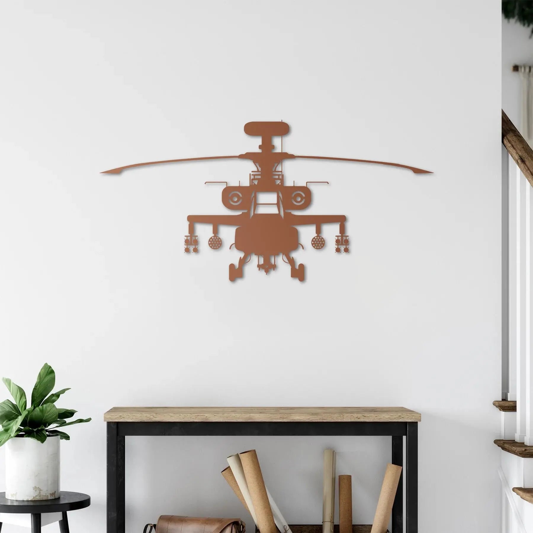 AH-64 Apache – Helikopter Metal Duvar Dekoru Laser Artique