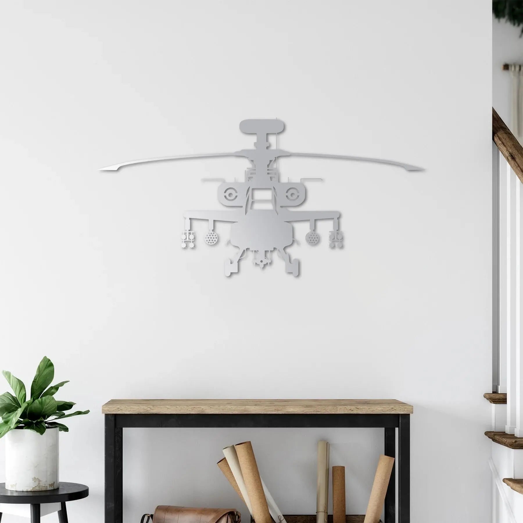 AH-64 Apache – Helikopter Metal Duvar Dekoru Laser Artique