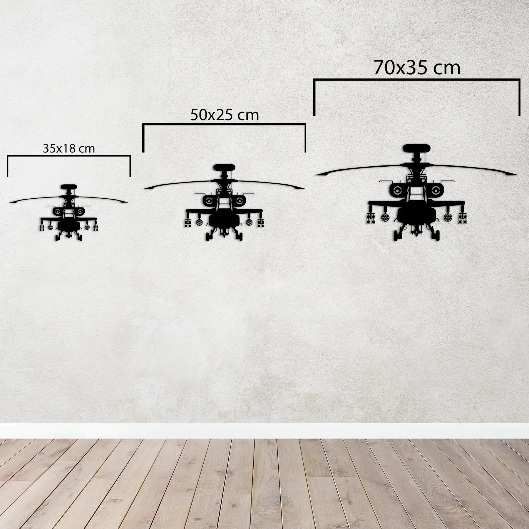 AH-64 Apache – Helikopter Metal Duvar Dekoru Laser Artique