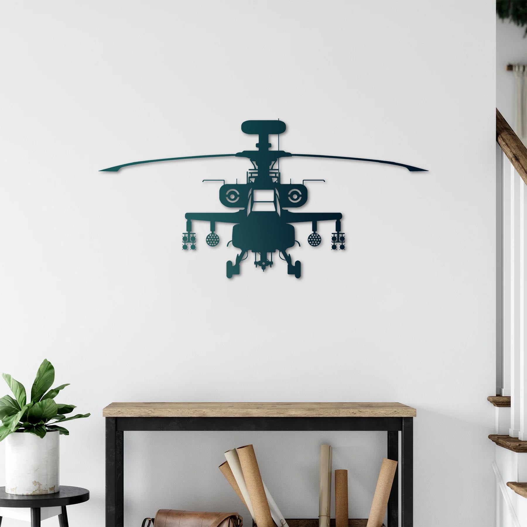 AH-64 Apache – Helikopter Metal Duvar Dekoru