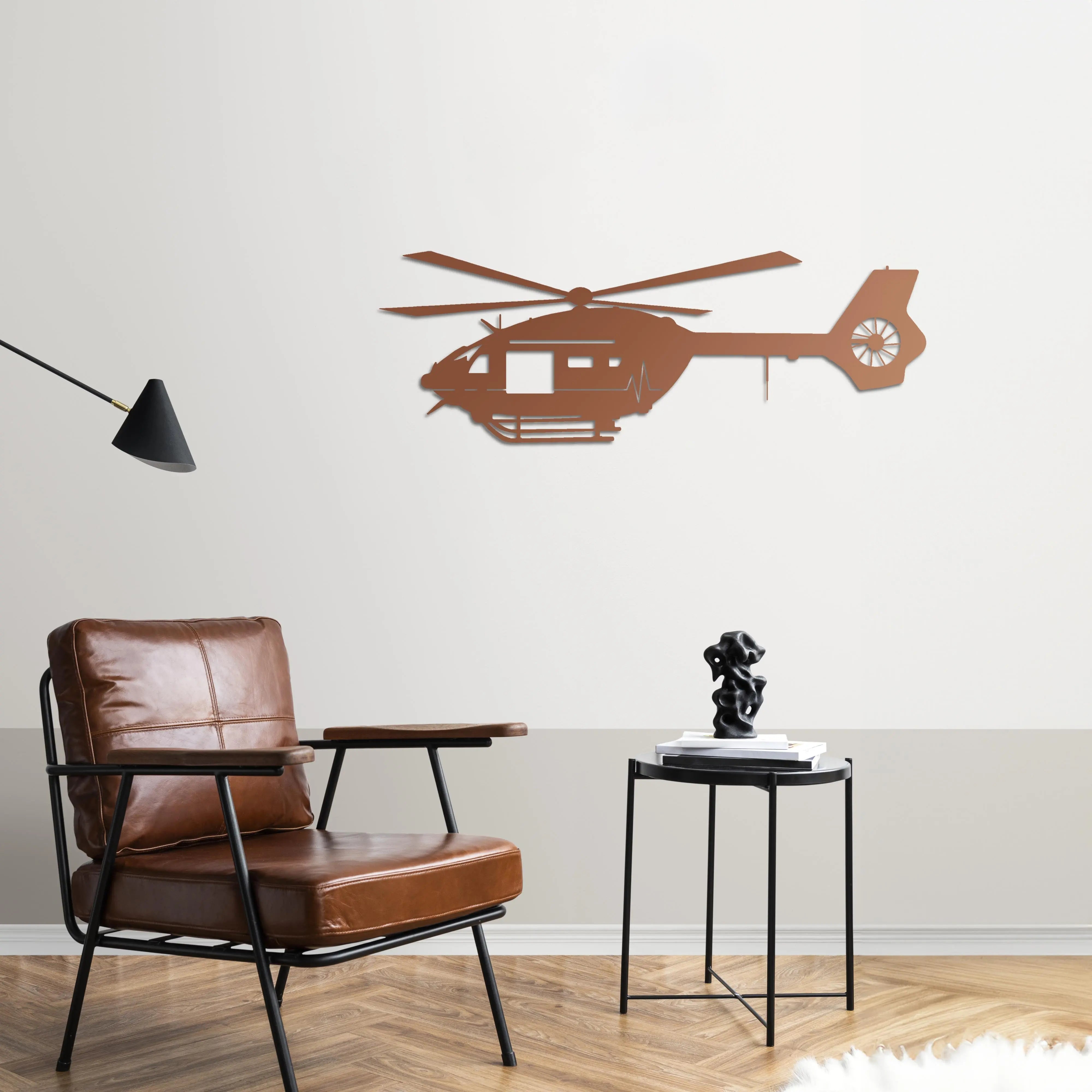 H135 Air Ambulance – Helikopter Metal Duvar Dekoru Laser Artique
