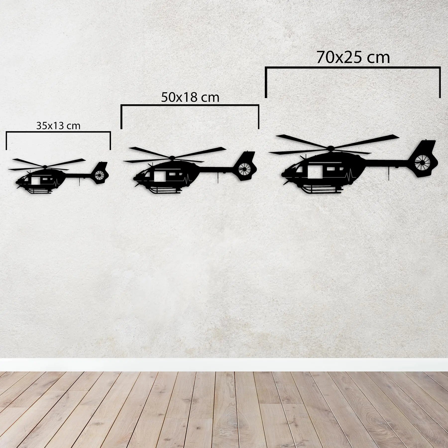 H135 Air Ambulance – Helikopter Metal Duvar Dekoru Laser Artique