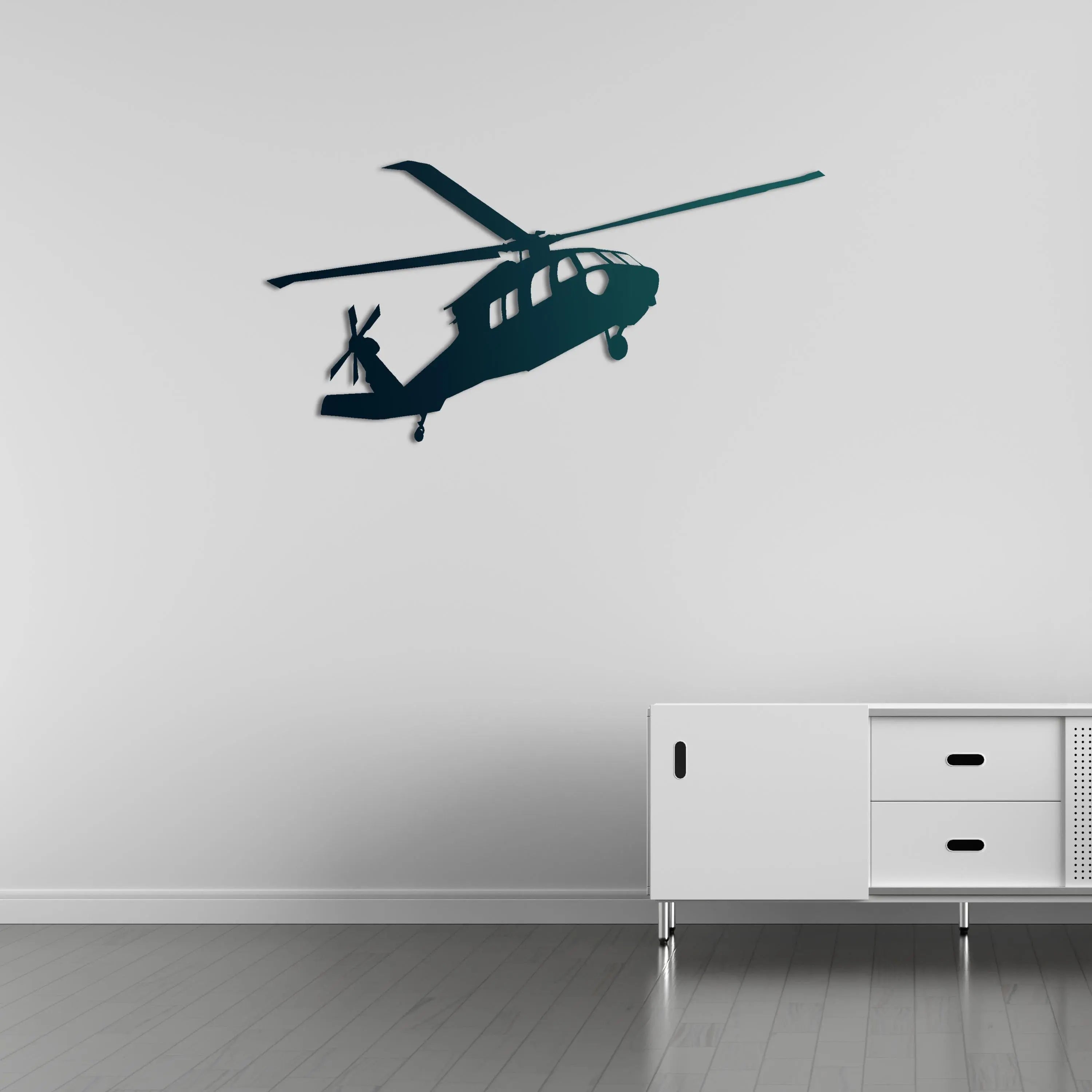 UH-60 Black Hawk – Helikopter Metal Duvar Dekoru Laser Artique
