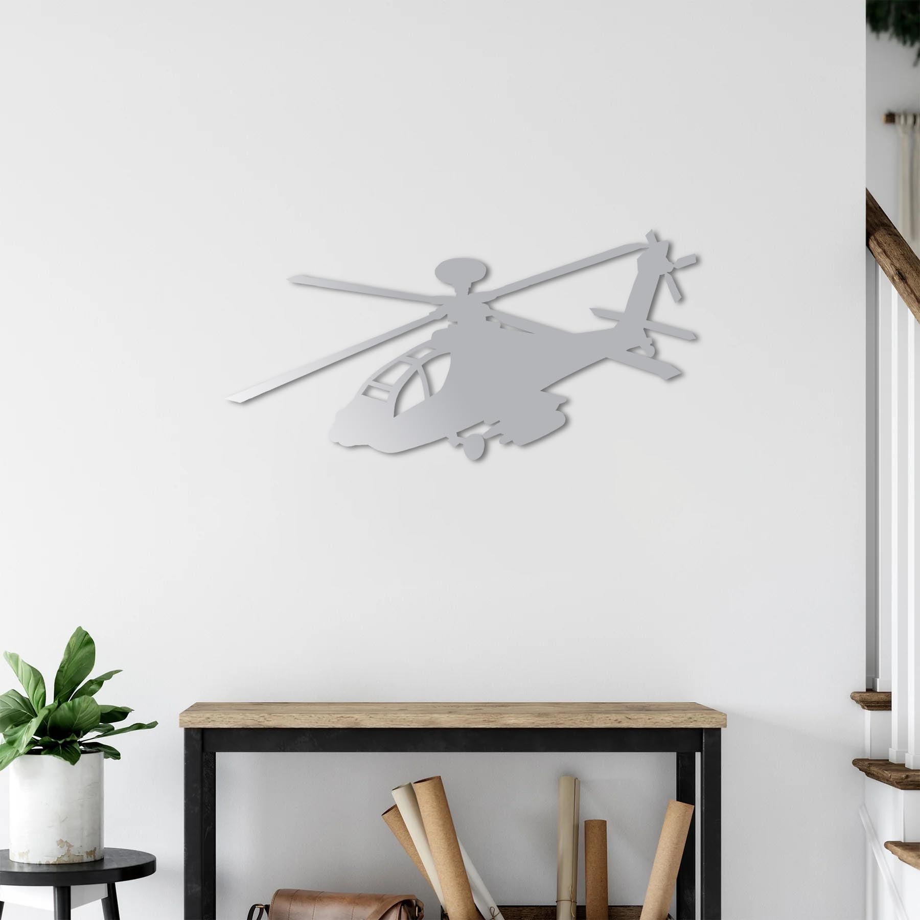 AH-64 Apache Longbow – Helikopter Metal Duvar Dekoru