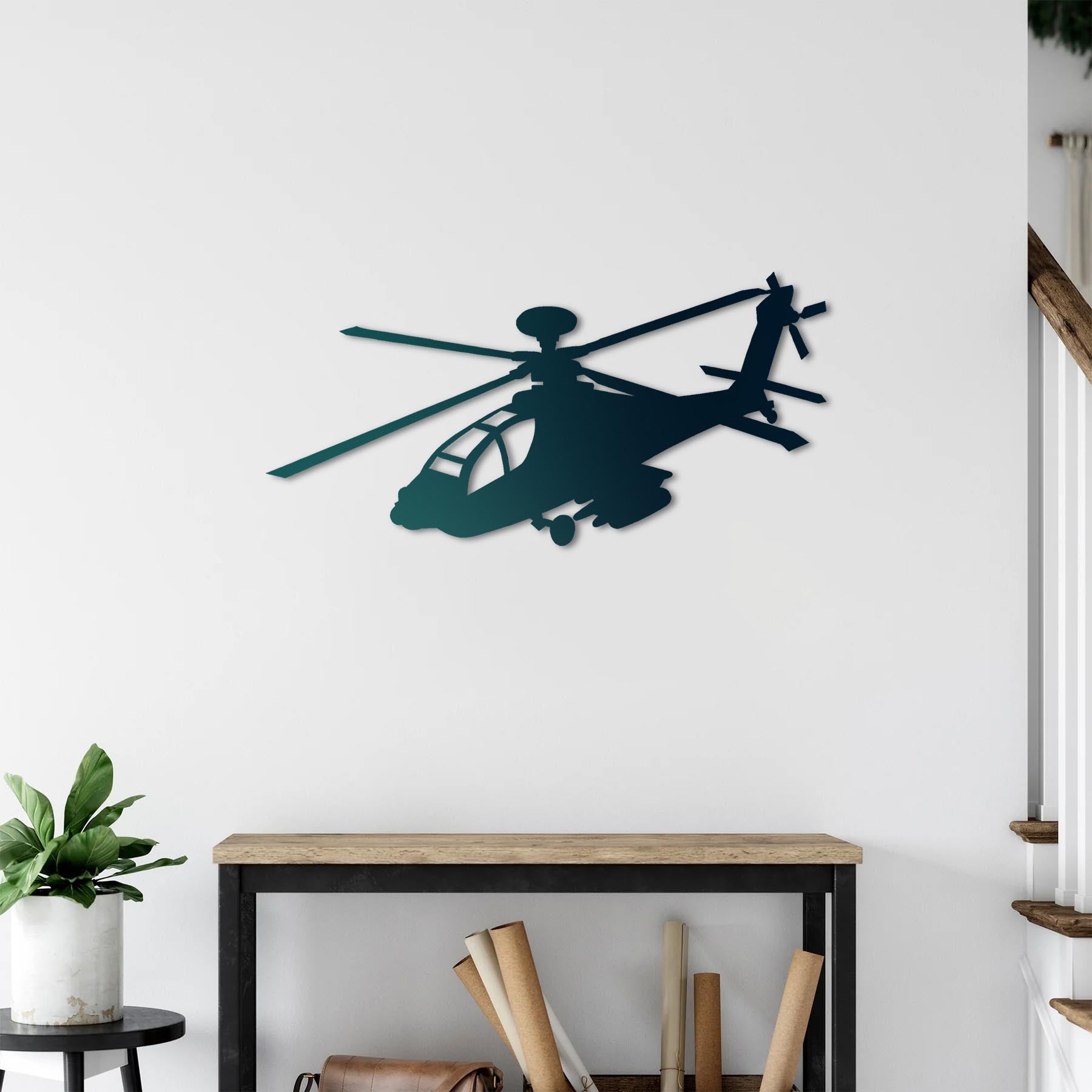 AH-64 Apache Longbow – Helikopter Metal Duvar Dekoru