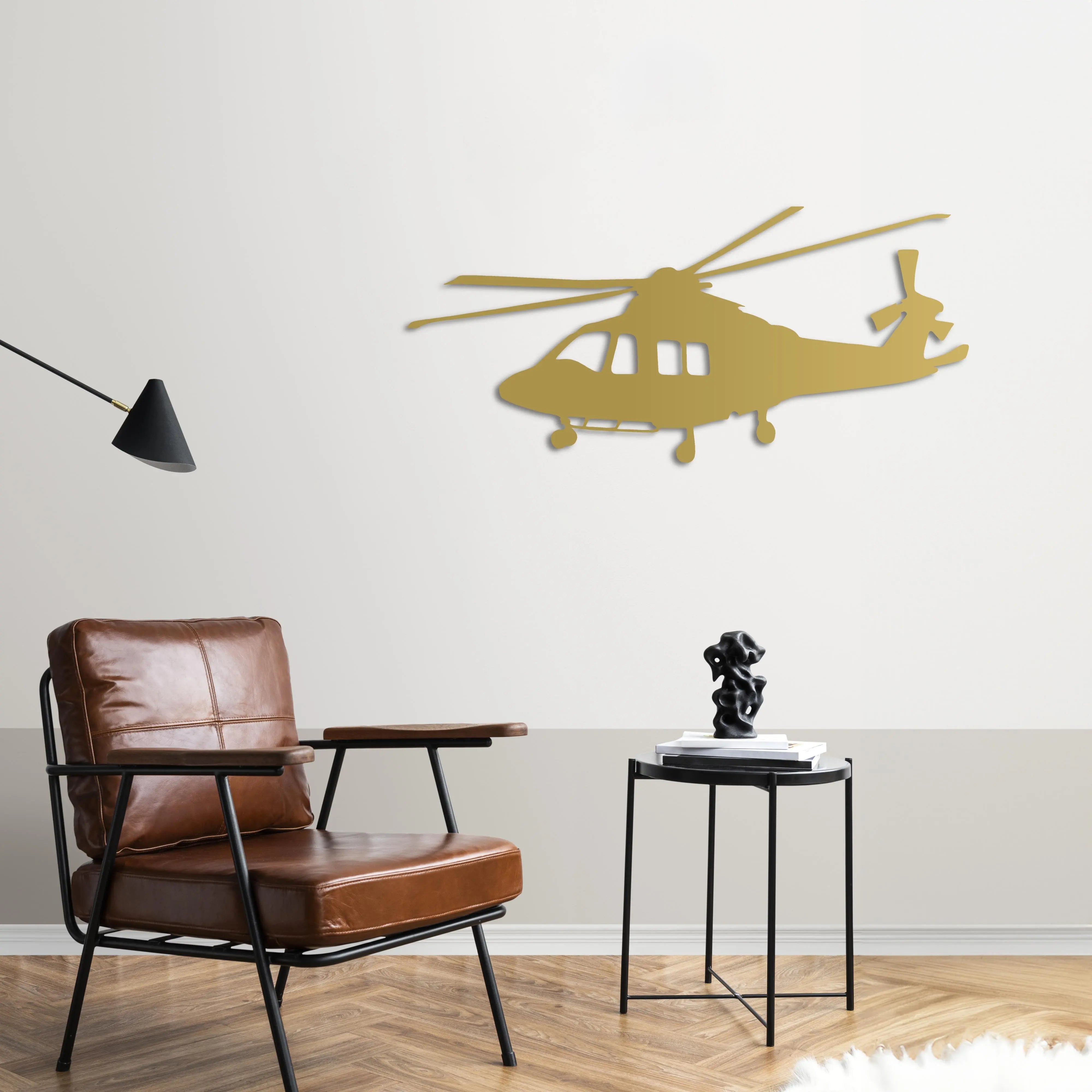 AW139 – Helikopter Metal Duvar Dekoru Laser Artique