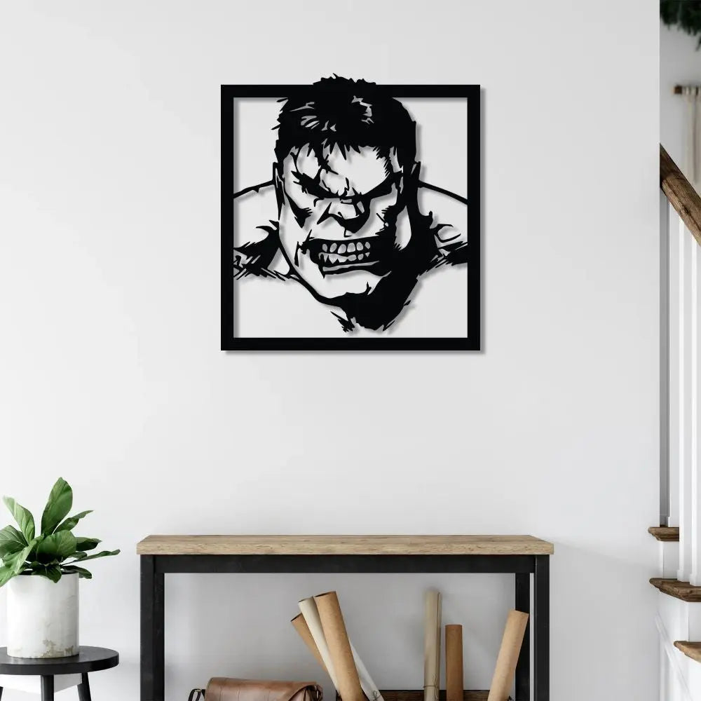 Hulk Yeşil Öfke Metal Duvar Dekoru Laser Artique