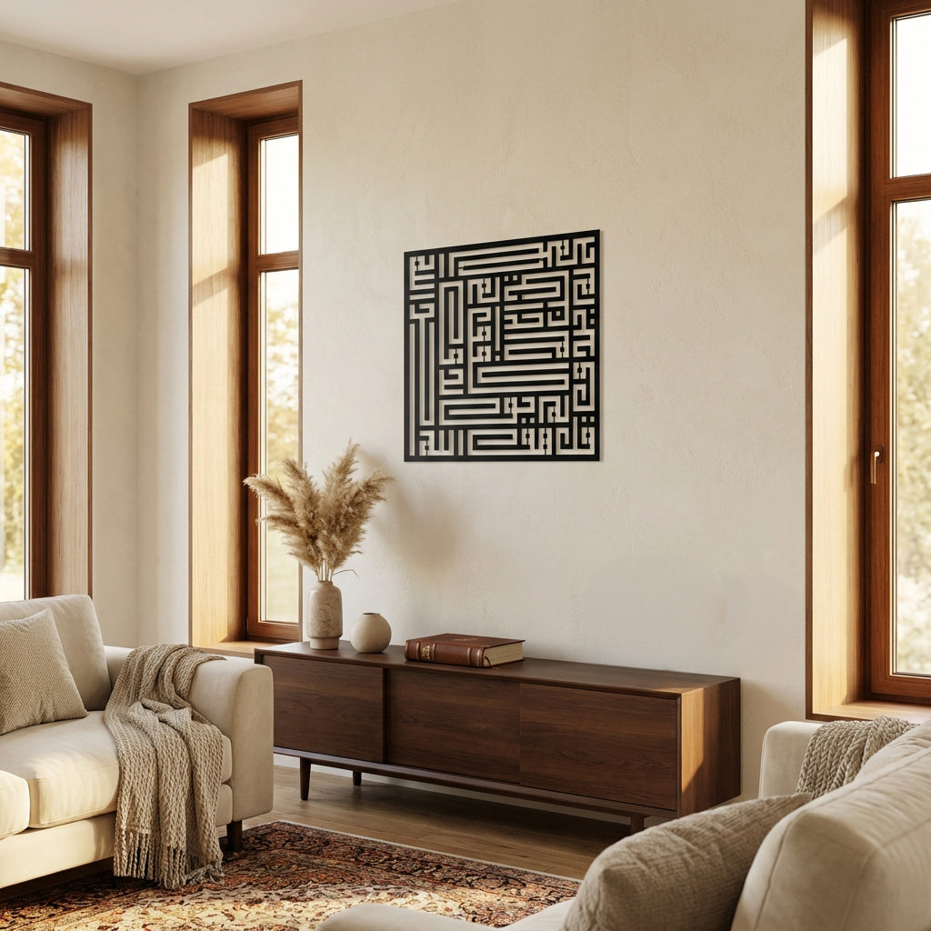 İhlas Suresi – İslami Kufi Hat Metal Duvar Dekoru