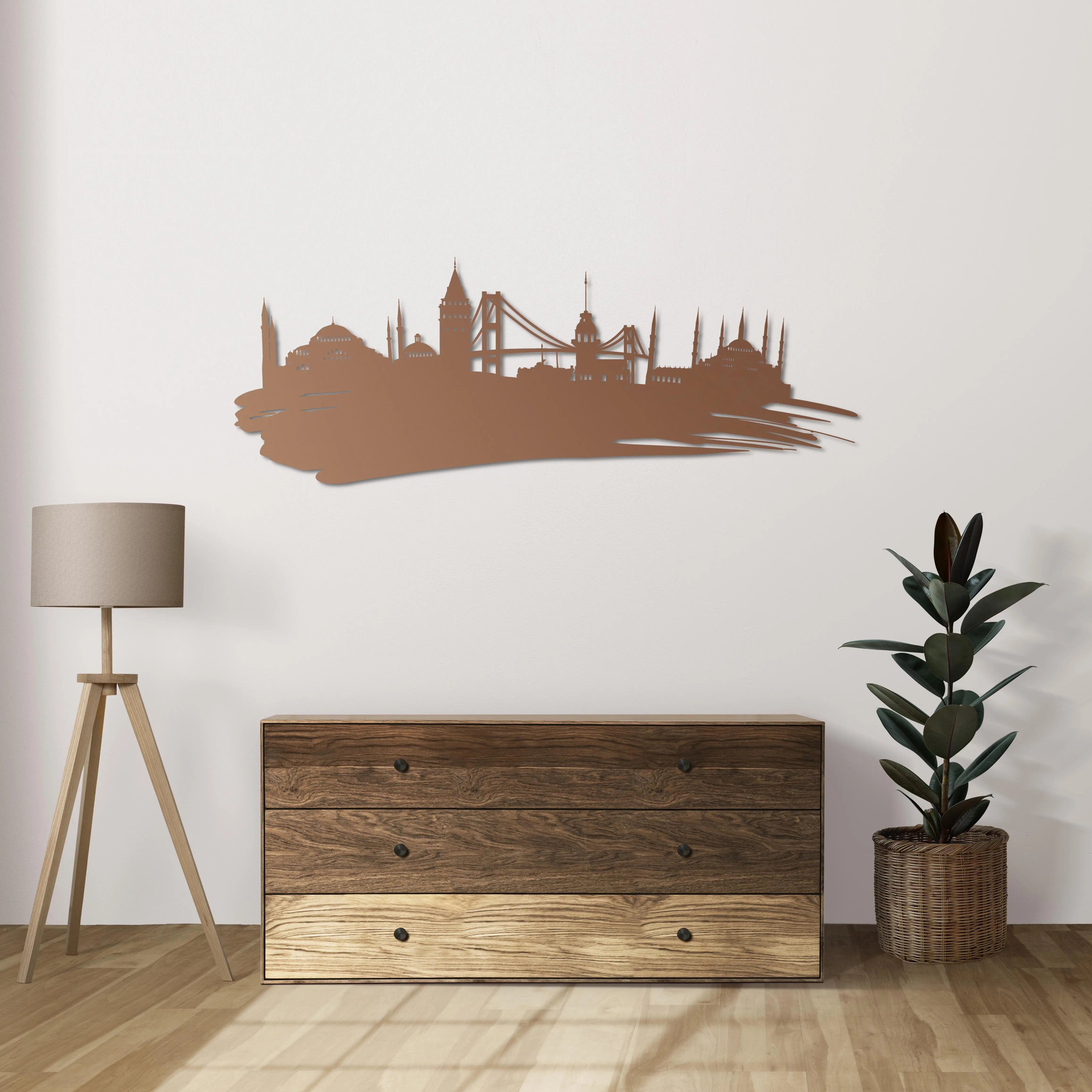 İstanbul Silueti Metal Duvar Dekoru Laser Artique