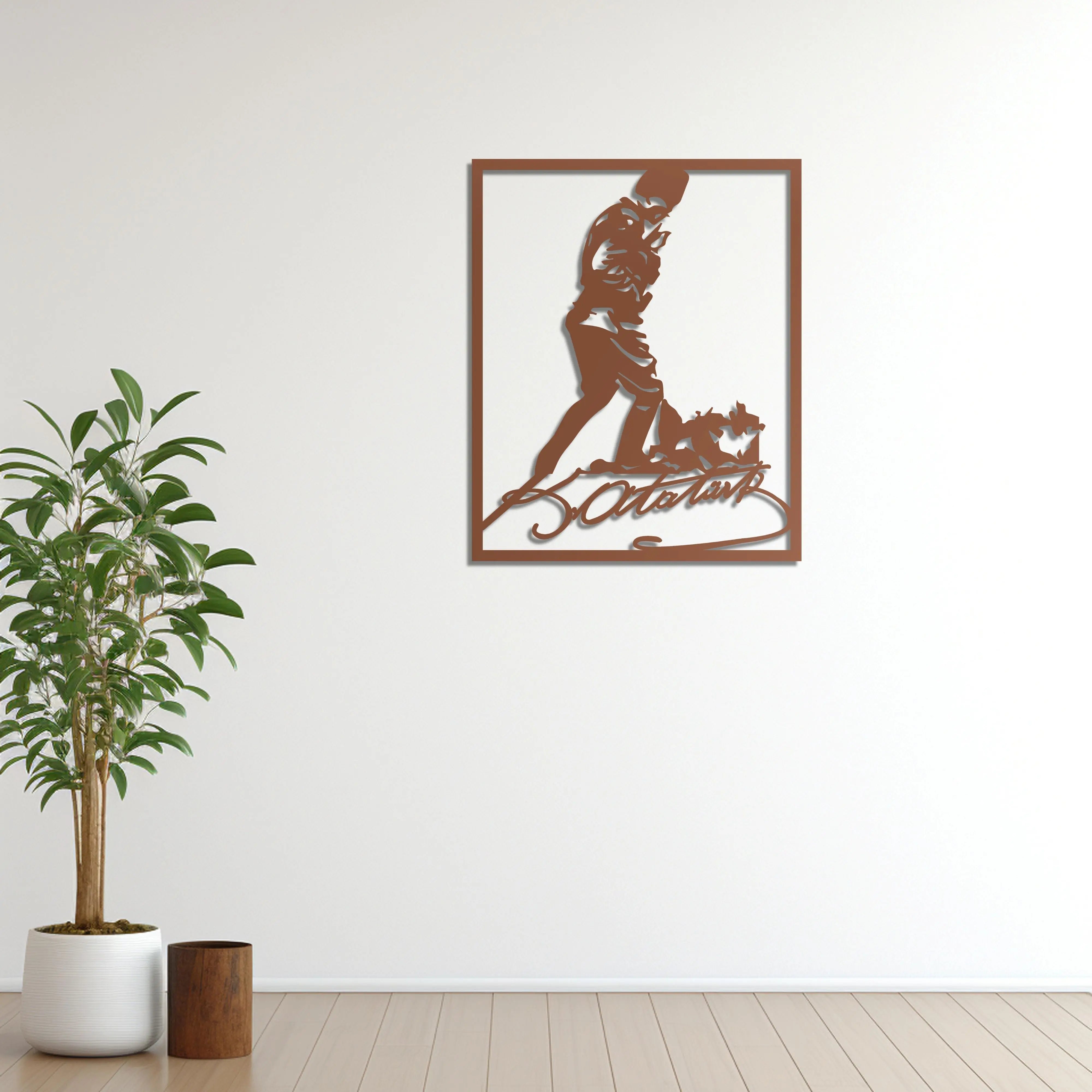 Kahraman Komutan Metal Duvar Dekoru Laser Artique