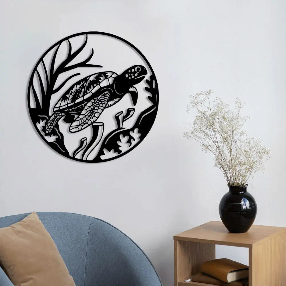Kaplumbağa Metal Duvar Dekoru Laser Artique
