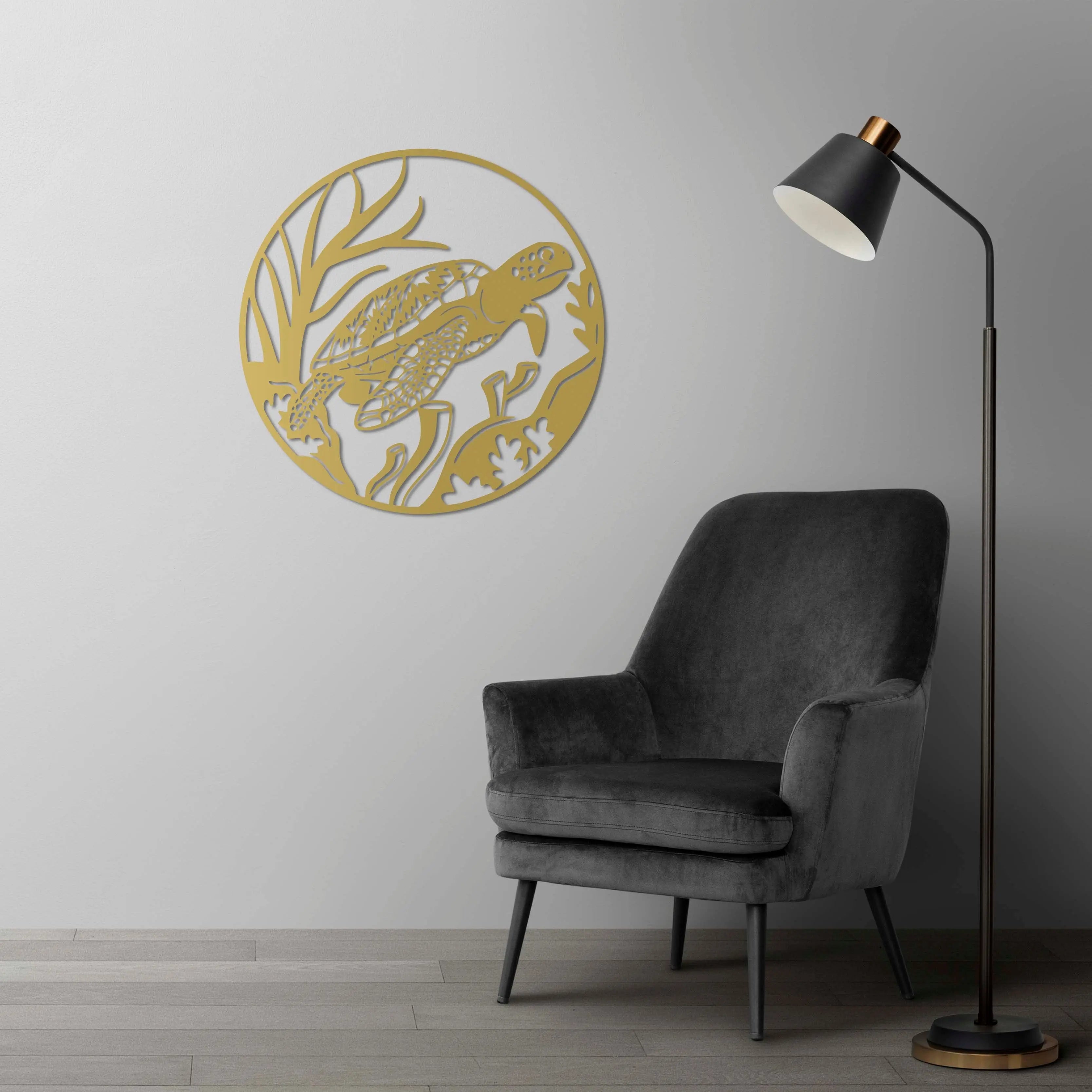 Kaplumbağa Metal Duvar Dekoru Laser Artique