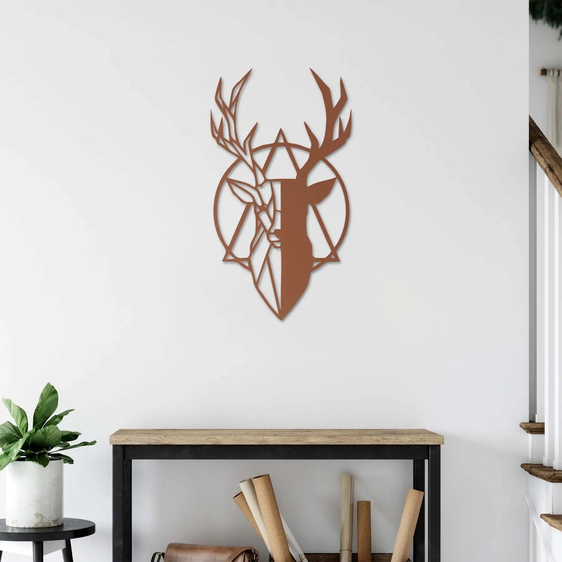 Kara Geyik – Geometrik Doğanın Gücü Metal Duvar Dekoru Laser Artique