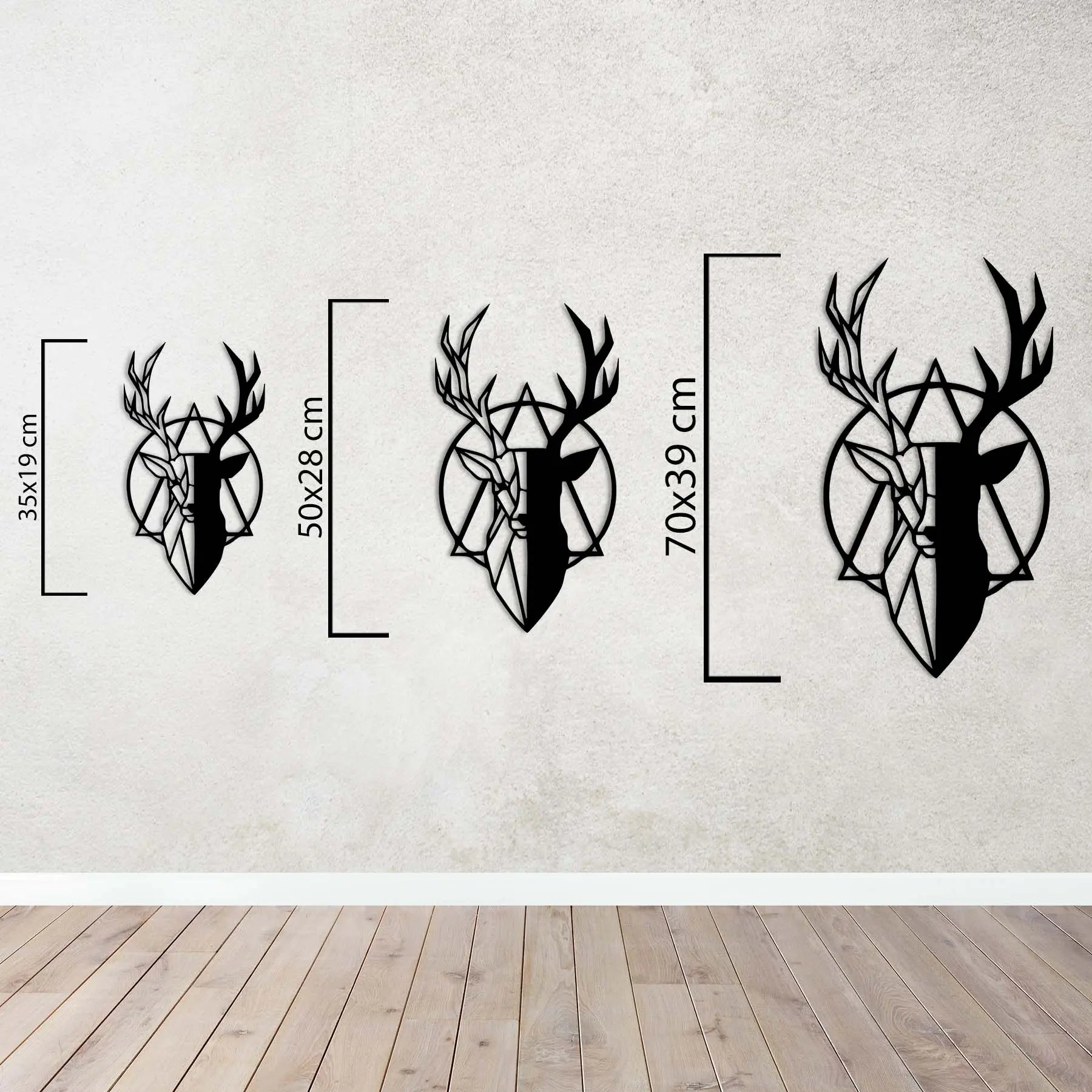 Kara Geyik – Geometrik Doğanın Gücü Metal Duvar Dekoru Laser Artique